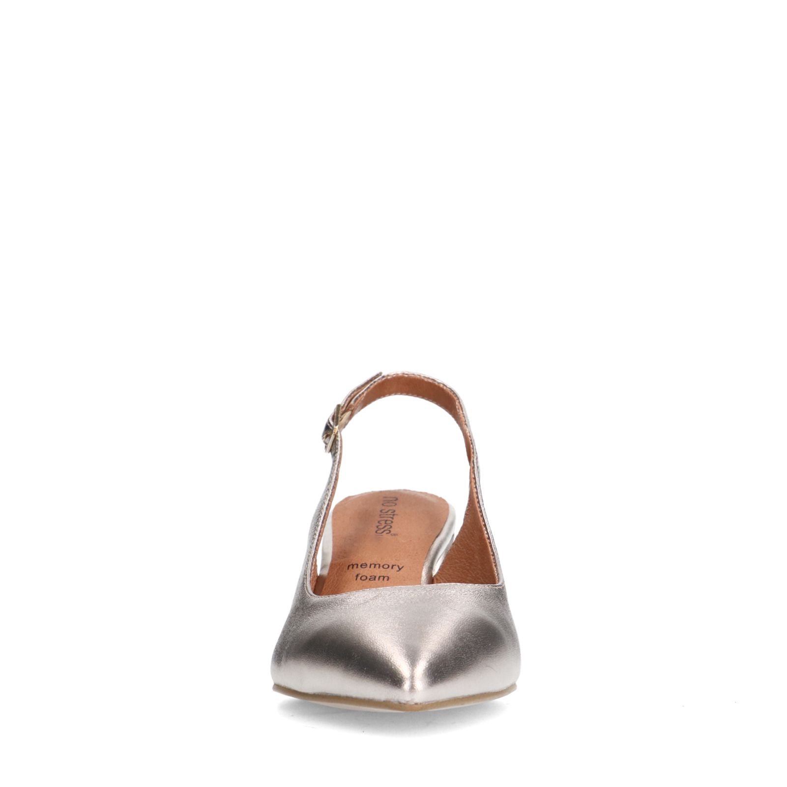 Goldfarbene Slingbackpumps aus Leder