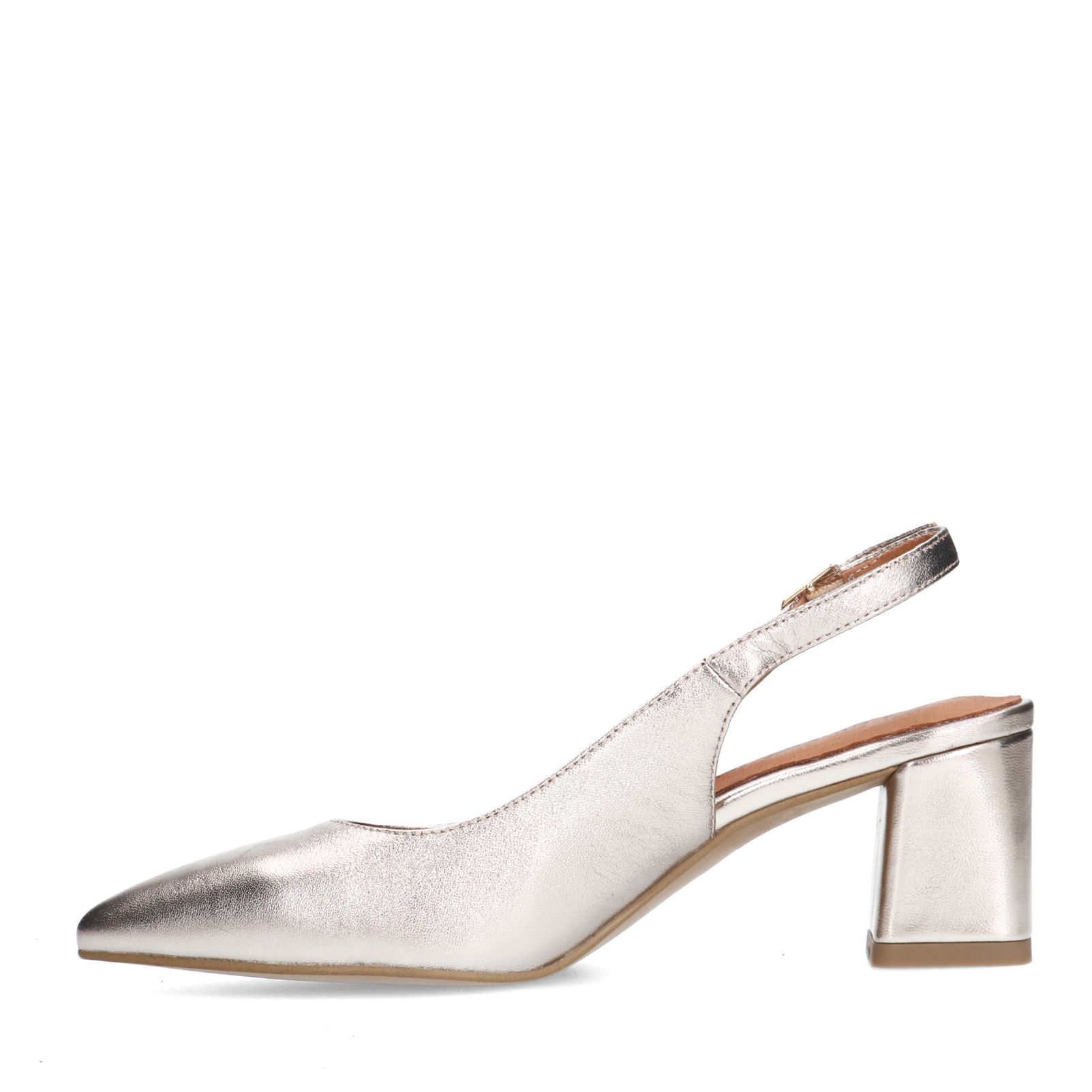 Goldfarbene Slingbackpumps aus Leder