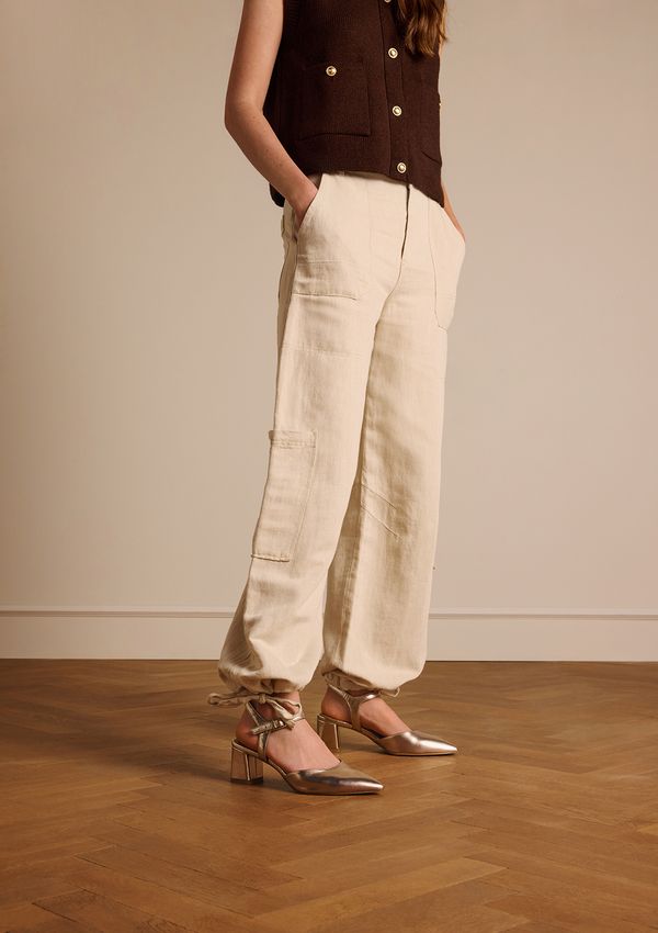 Goudkleurige leren slingbacks