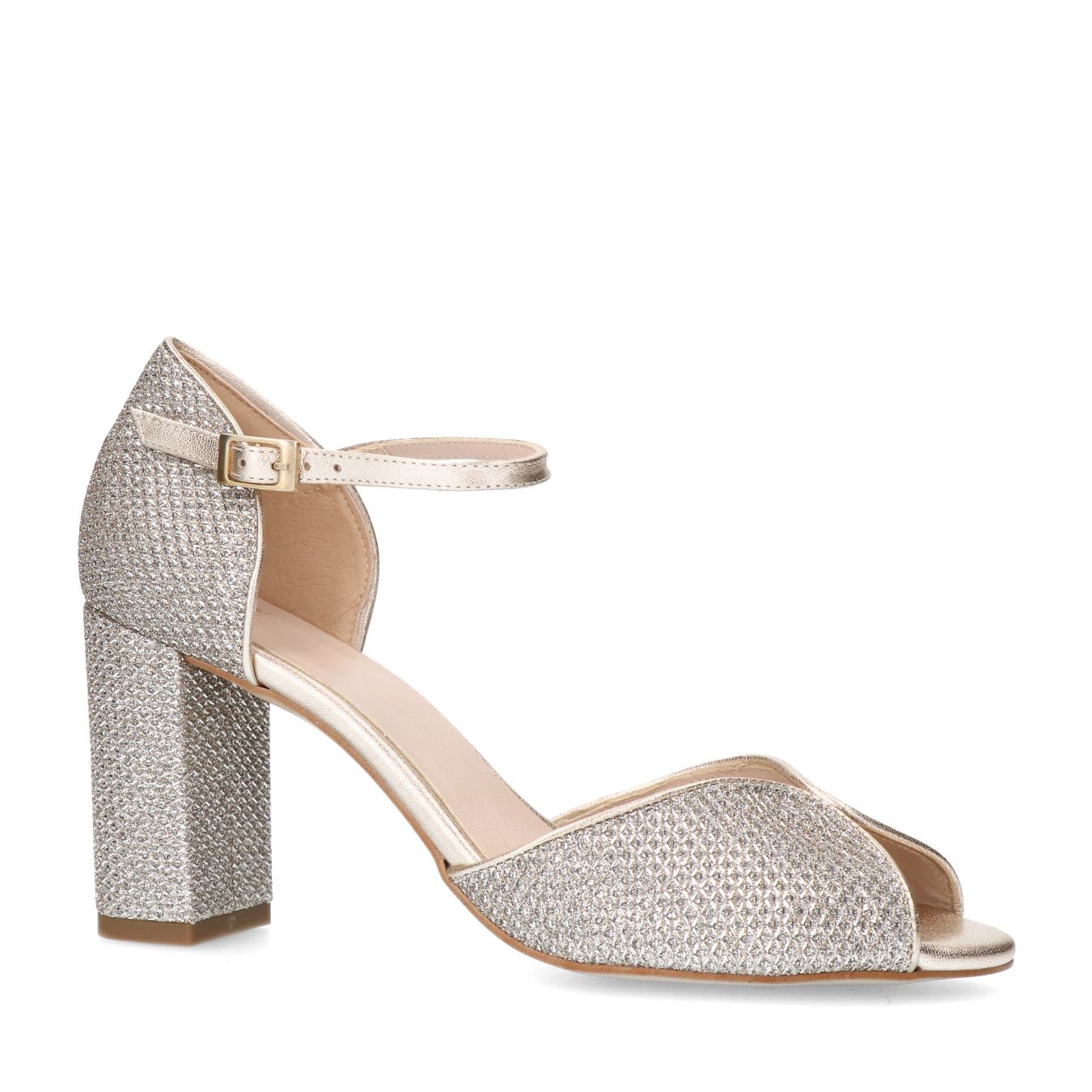 Gouden glitter sandalen met hak