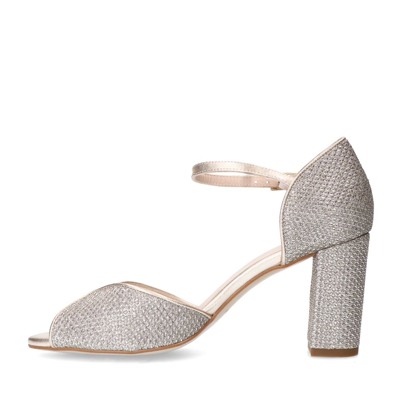 Gouden glitter sandalen met hak