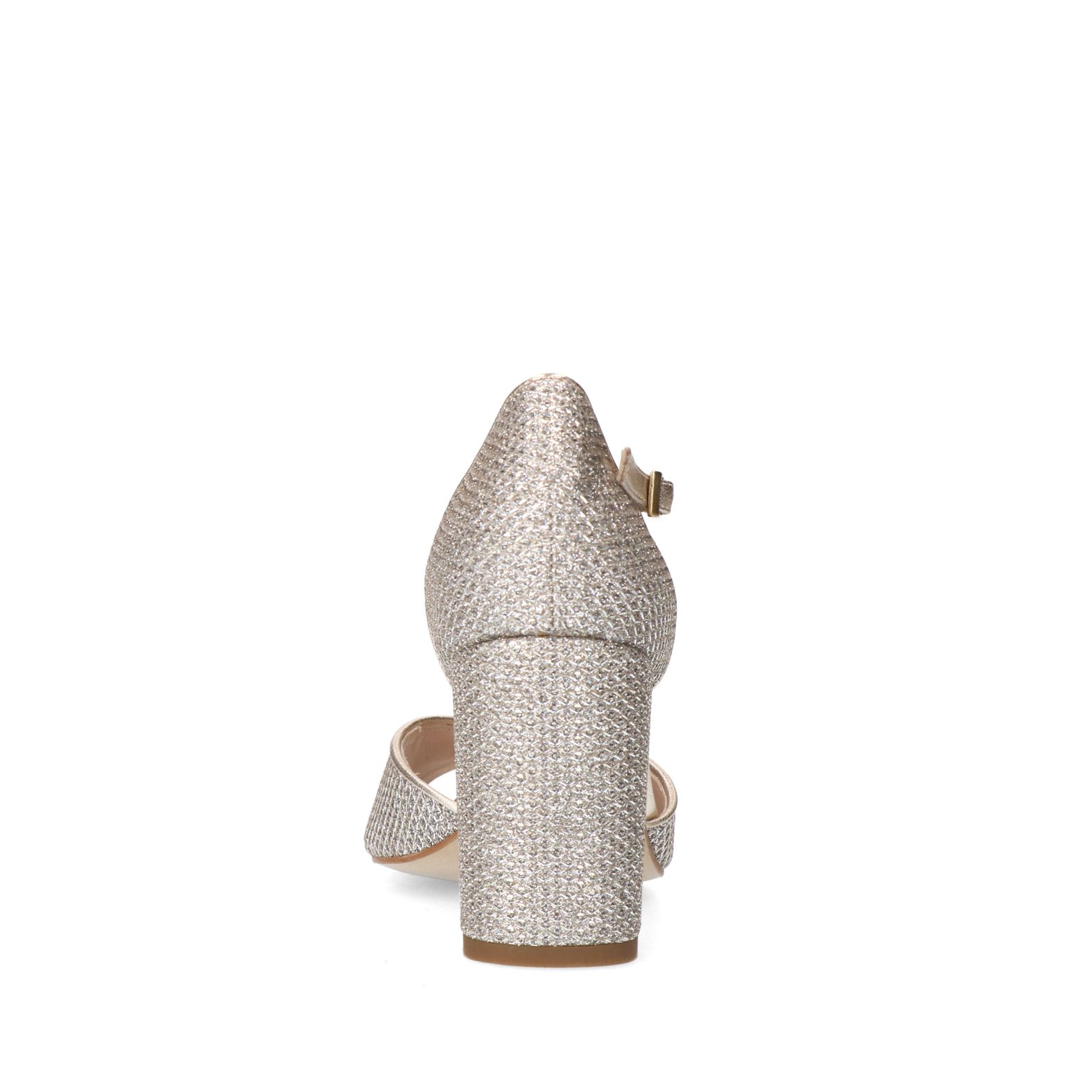 Gouden glitter sandalen met hak
