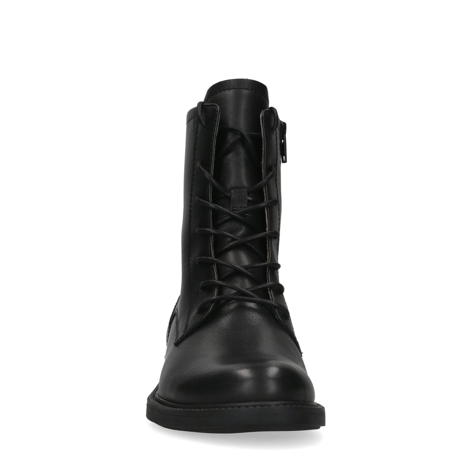 Schwarze Schnürstiefeletten mit Kunstfell