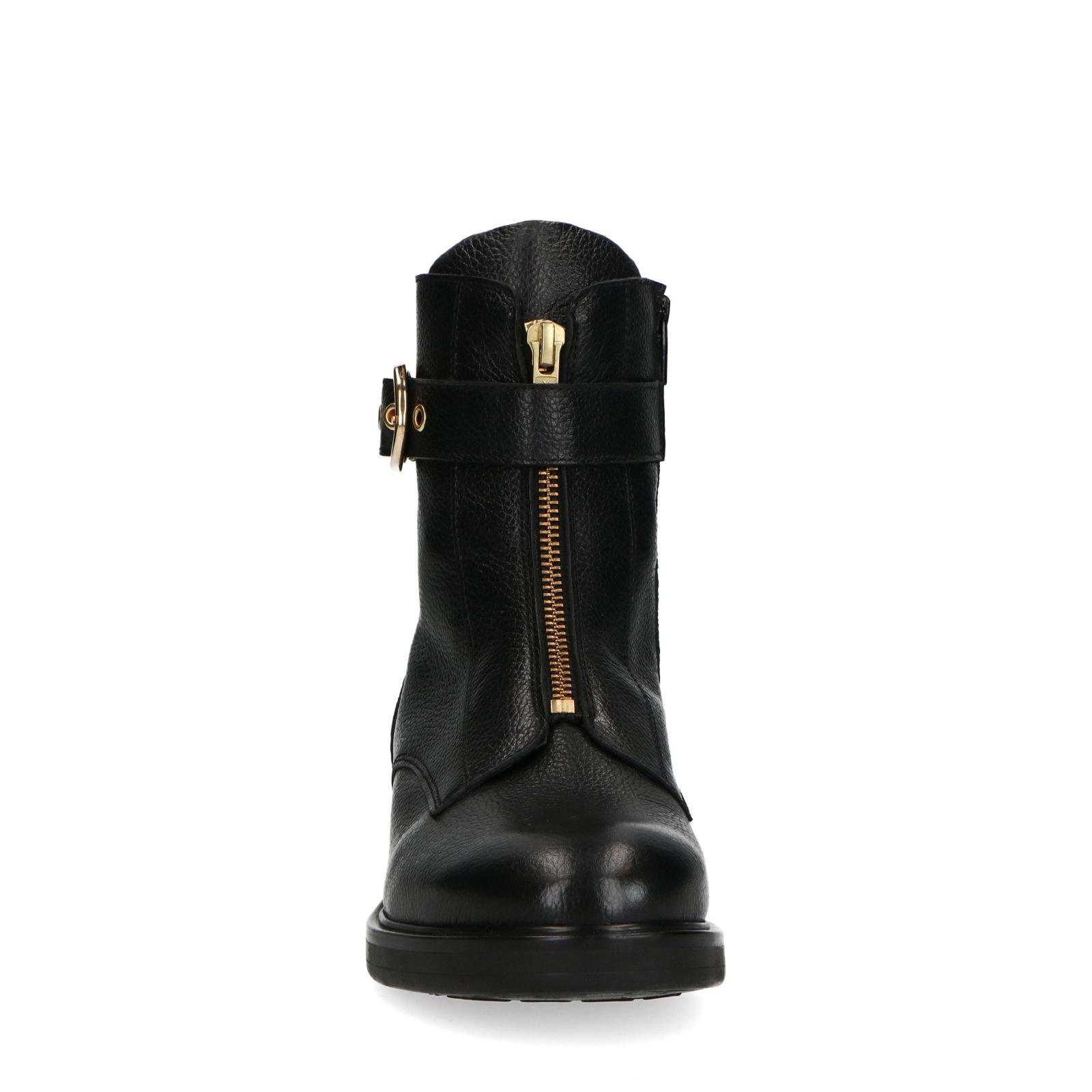 Zwarte leren biker boots met gesp