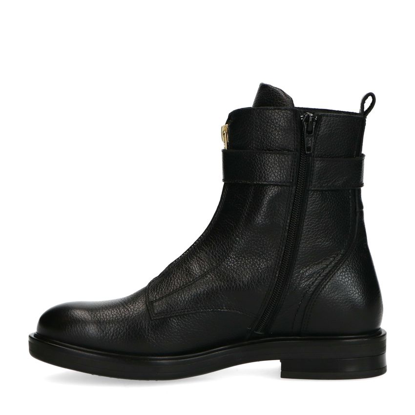 Schwarze Biker Boots aus Leder mit Schnalle