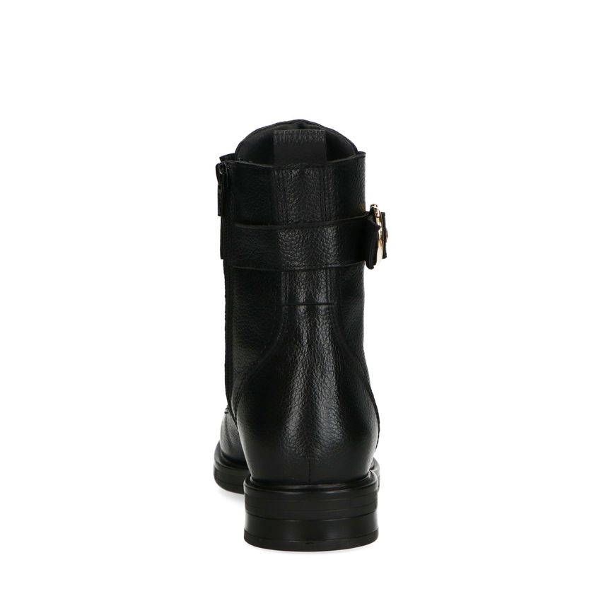 Schwarze Biker Boots aus Leder mit Schnalle