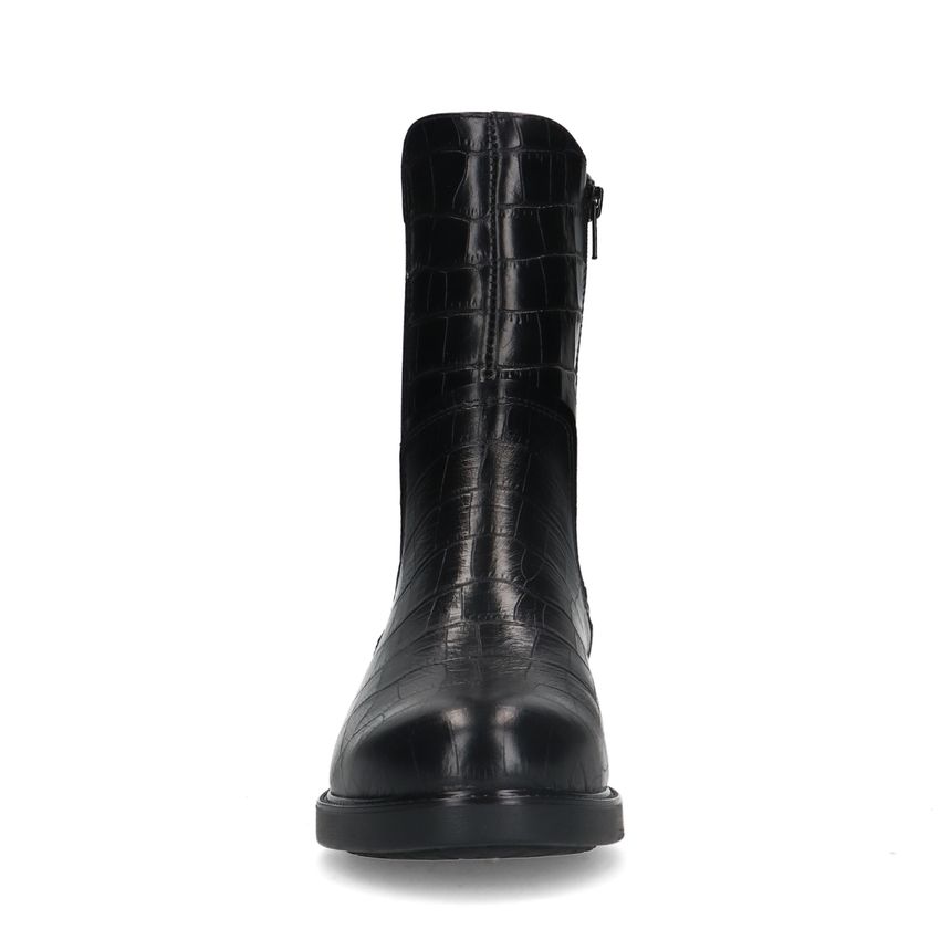 Zwarte leren chelsea boots met crocoprint