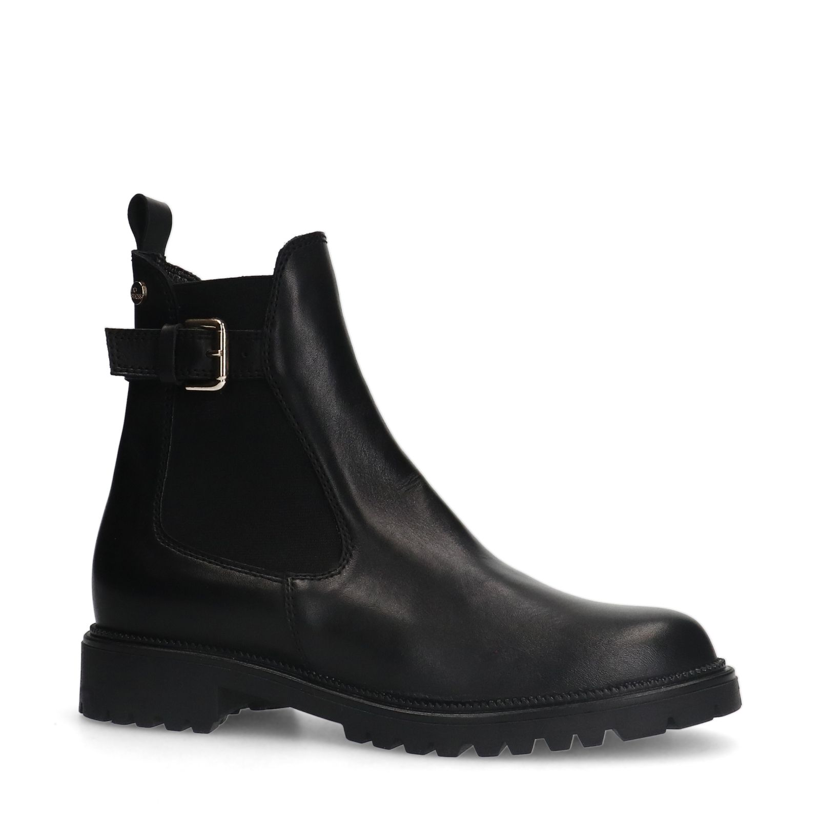 Zwarte leren chelsea boots met gesp