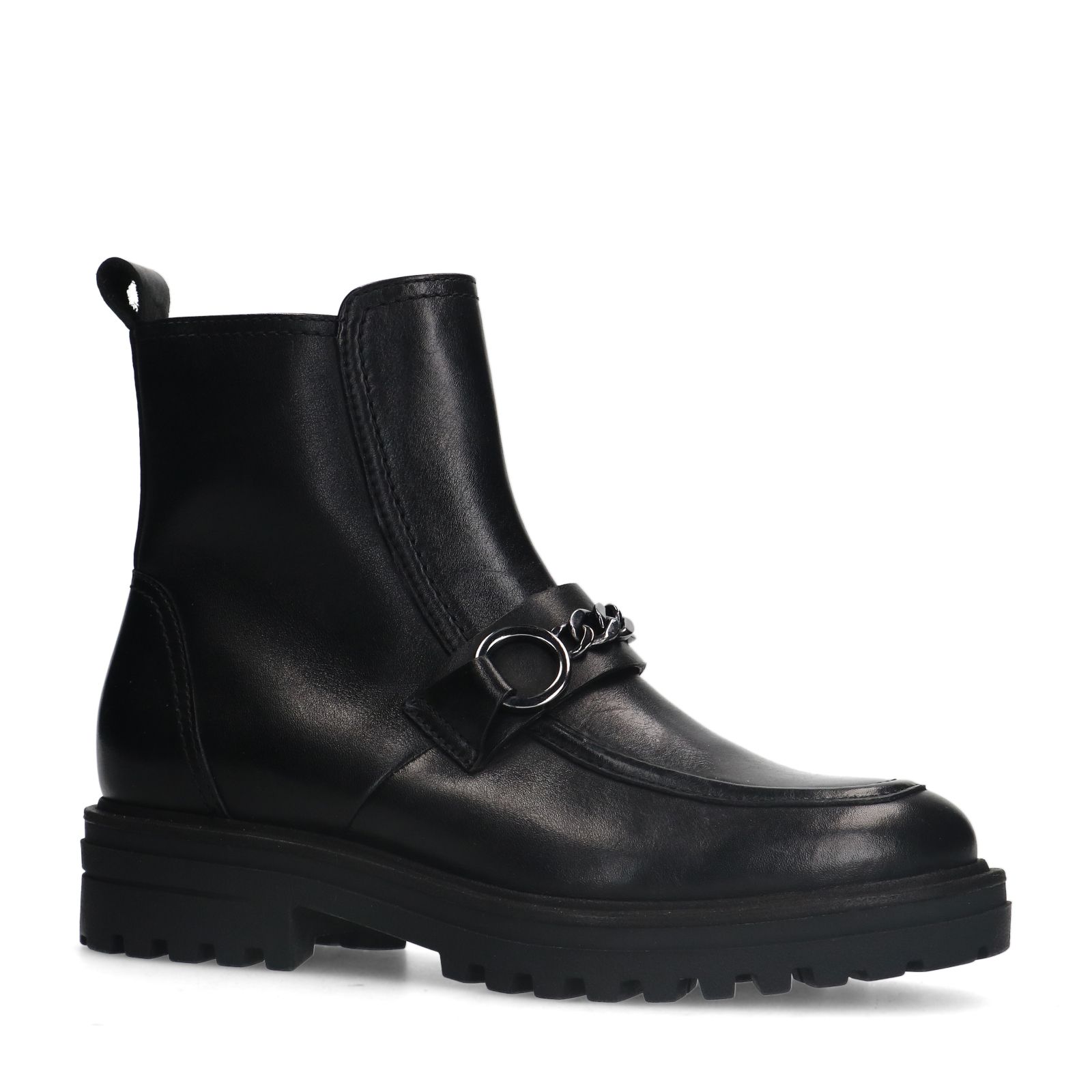Zwarte leren boots met chain
