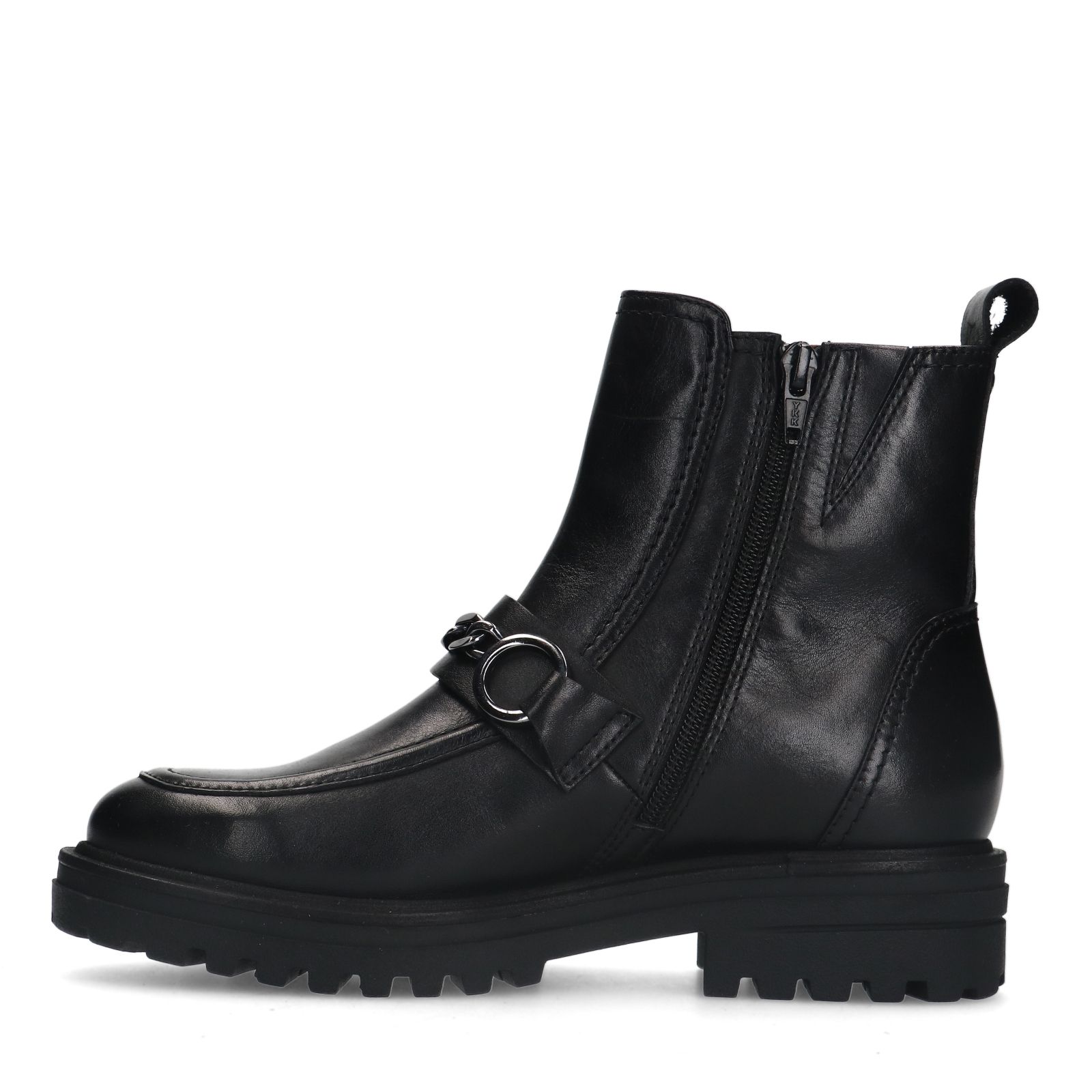 Zwarte leren boots met chain