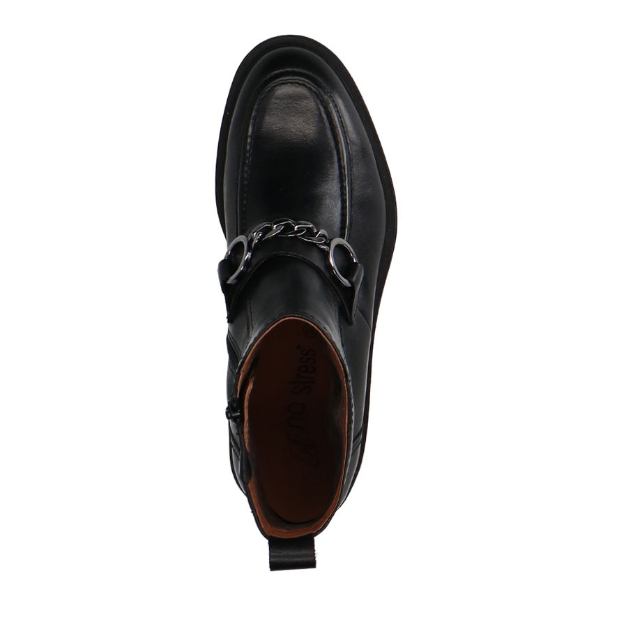 Zwarte leren boots met chain