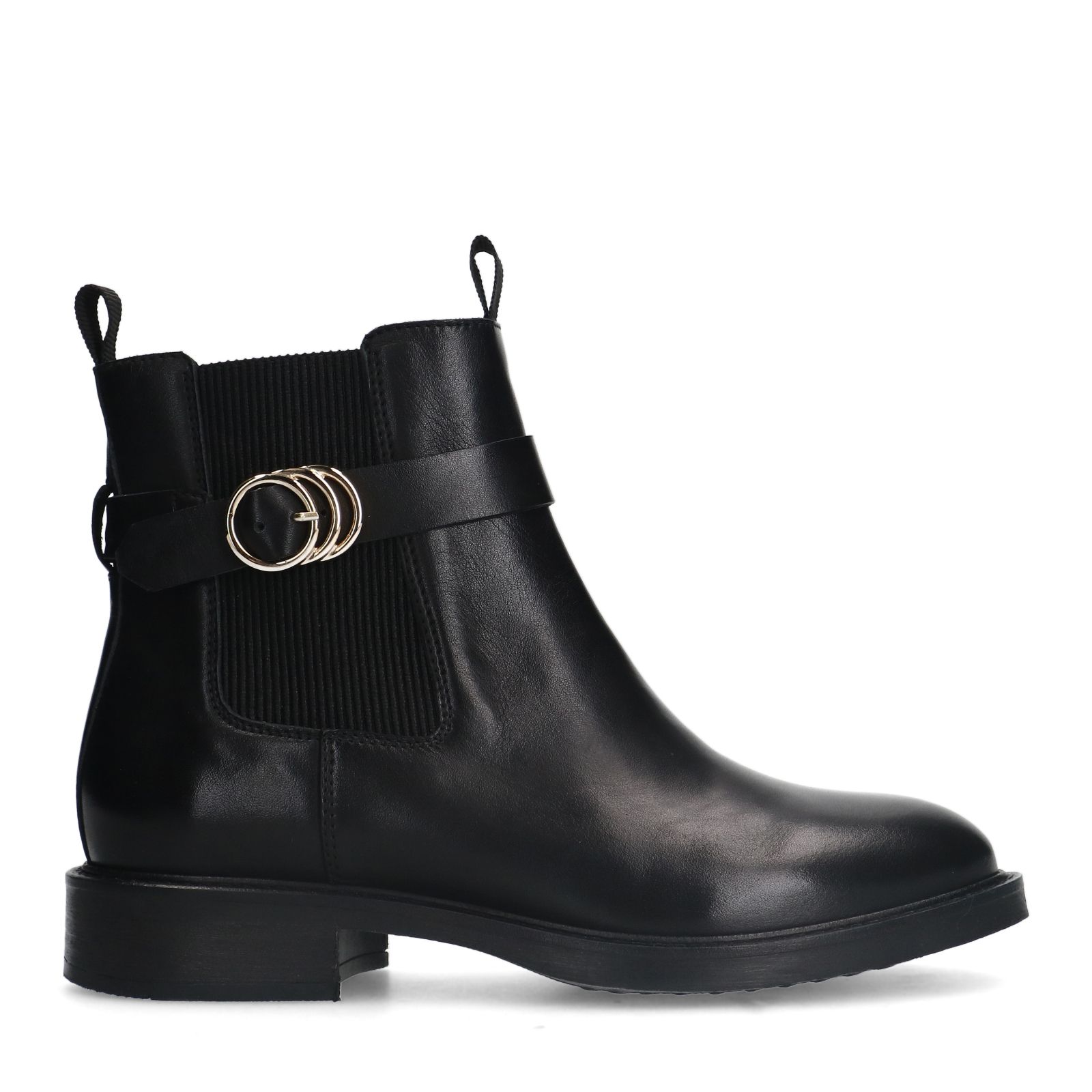 Schwarze Chelsea Boots aus Leder mit Schnalle