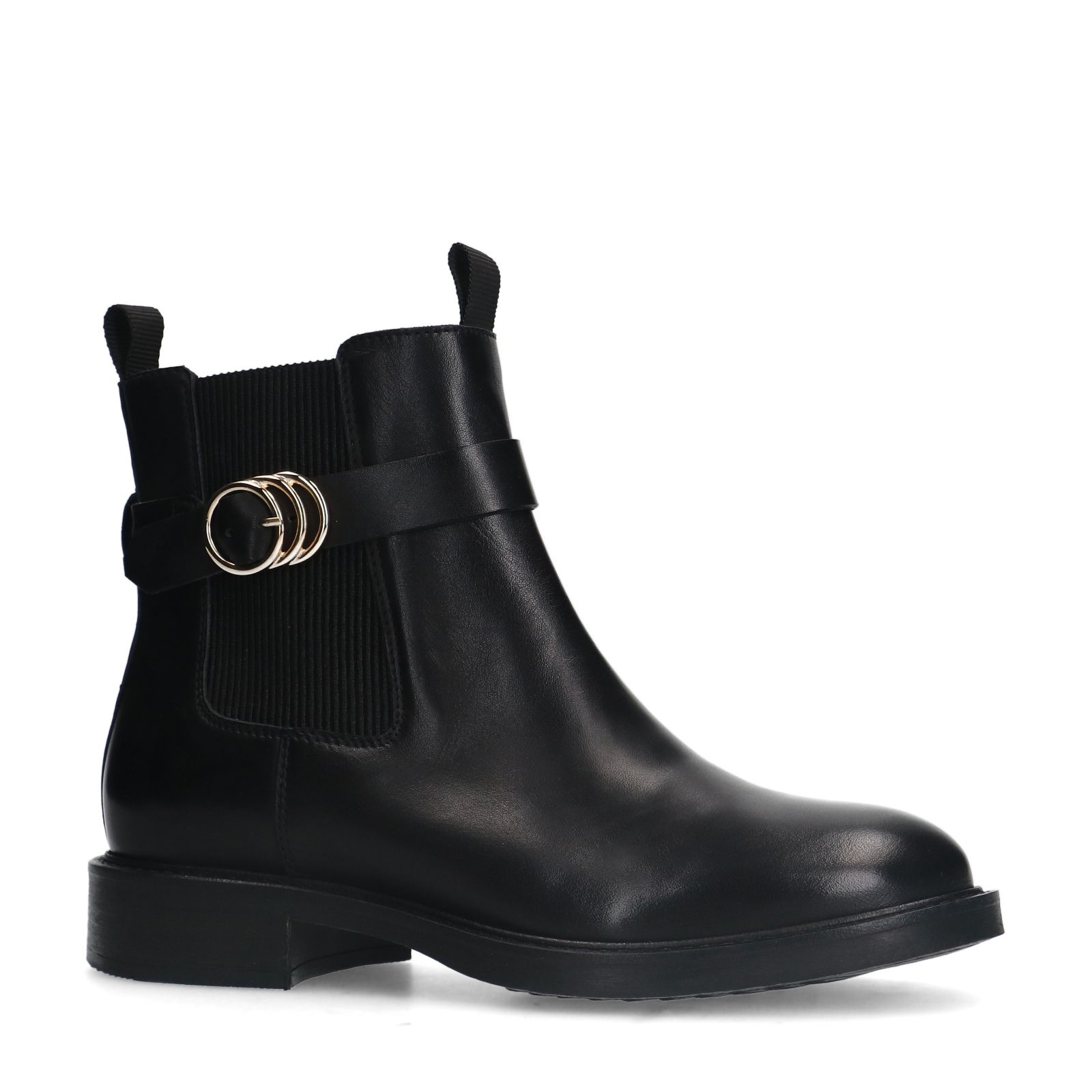 Schwarze Chelsea Boots aus Leder mit Schnalle