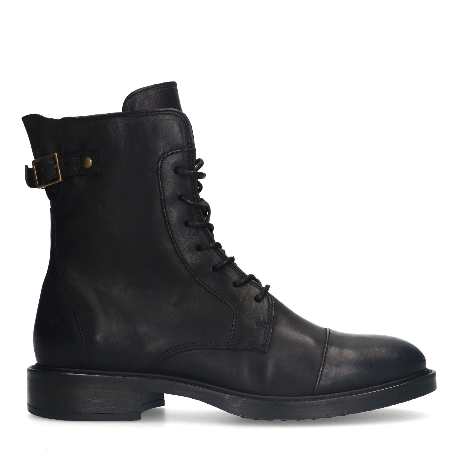 Schwarze Lederschnürboots