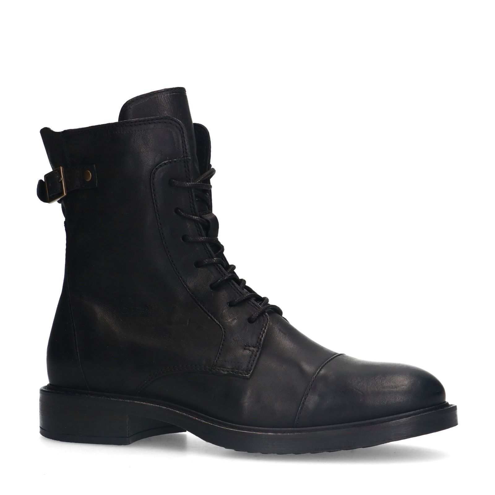 Schwarze Lederschnürboots