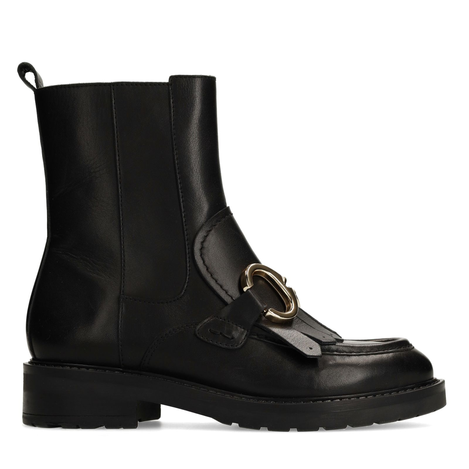 Schwarze Lederstiefeletten