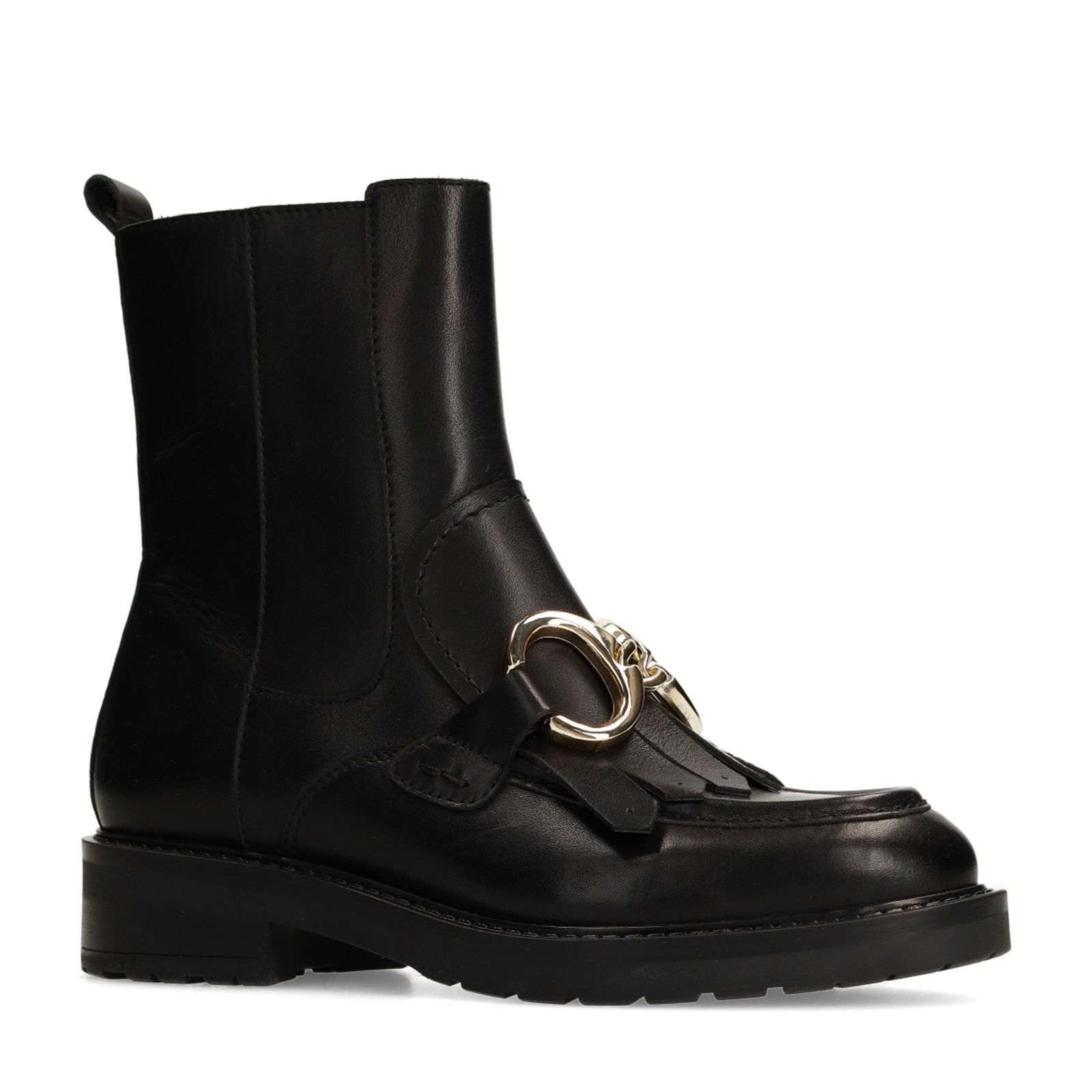 Schwarze Lederstiefeletten