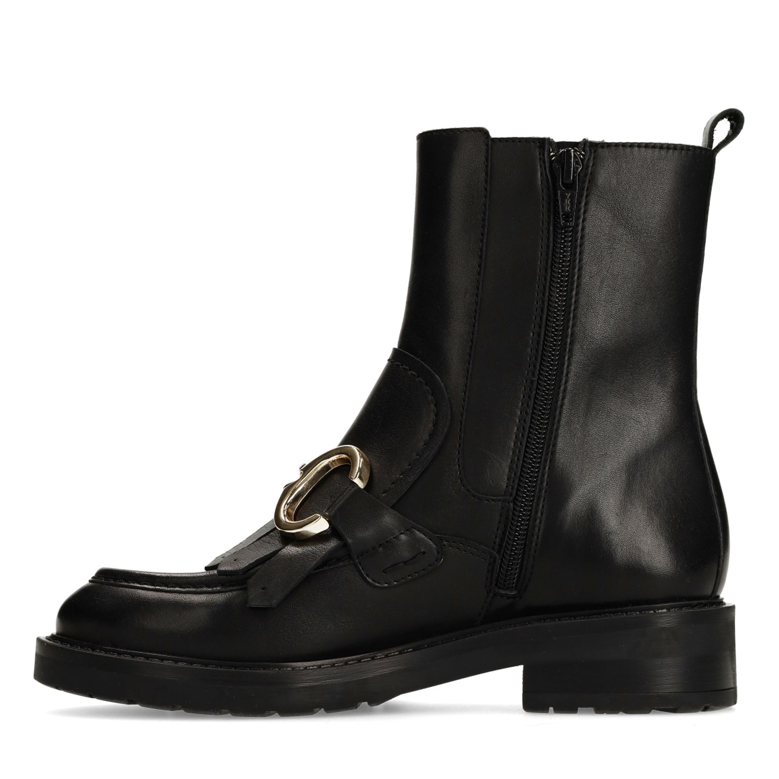 Schwarze Lederstiefeletten