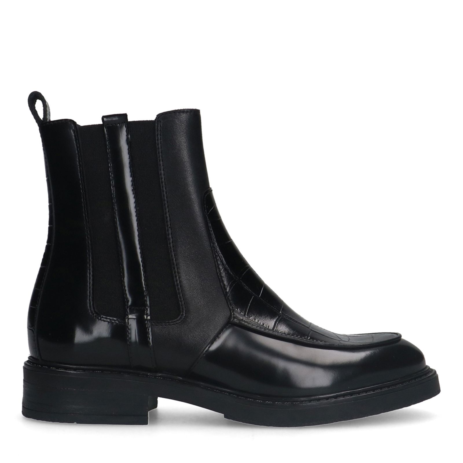 Schwarze Lederstiefeletten