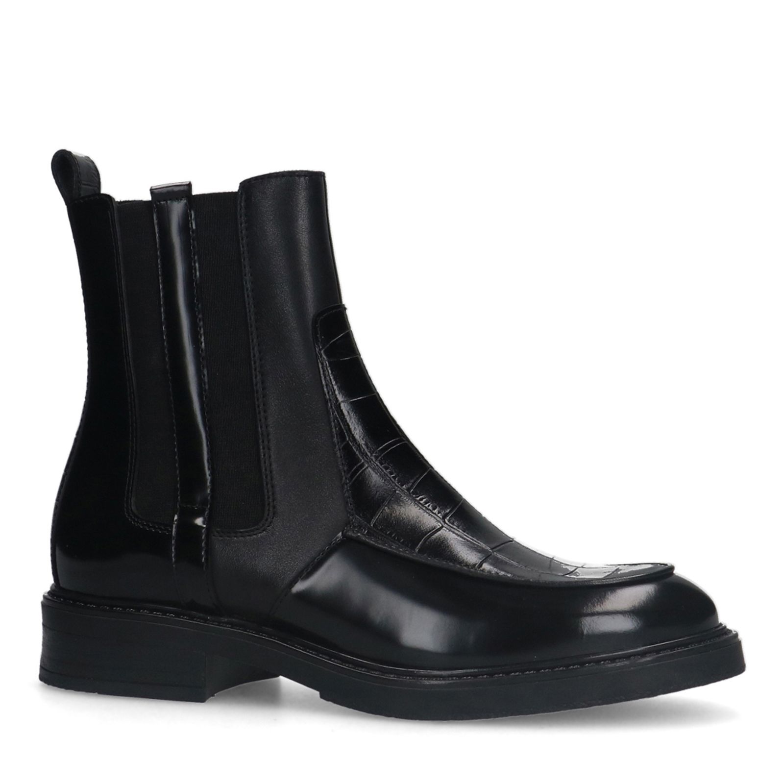 Schwarze Lederstiefeletten