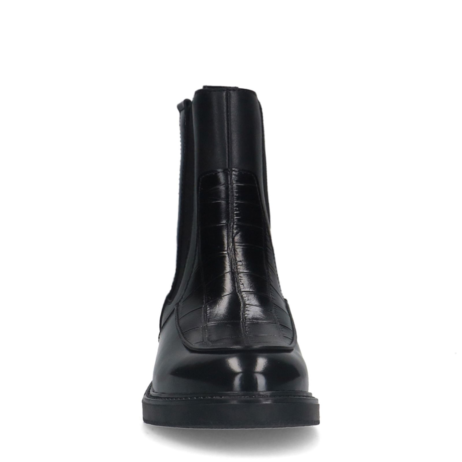 Schwarze Lederstiefeletten