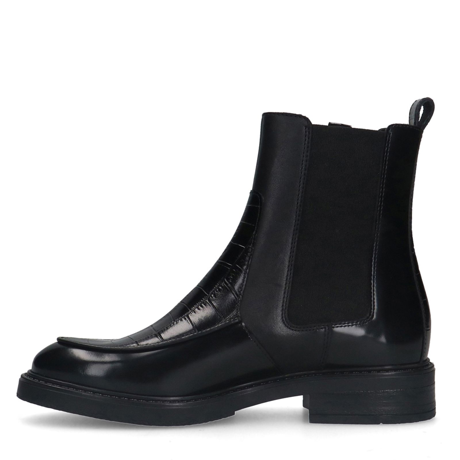 Schwarze Lederstiefeletten
