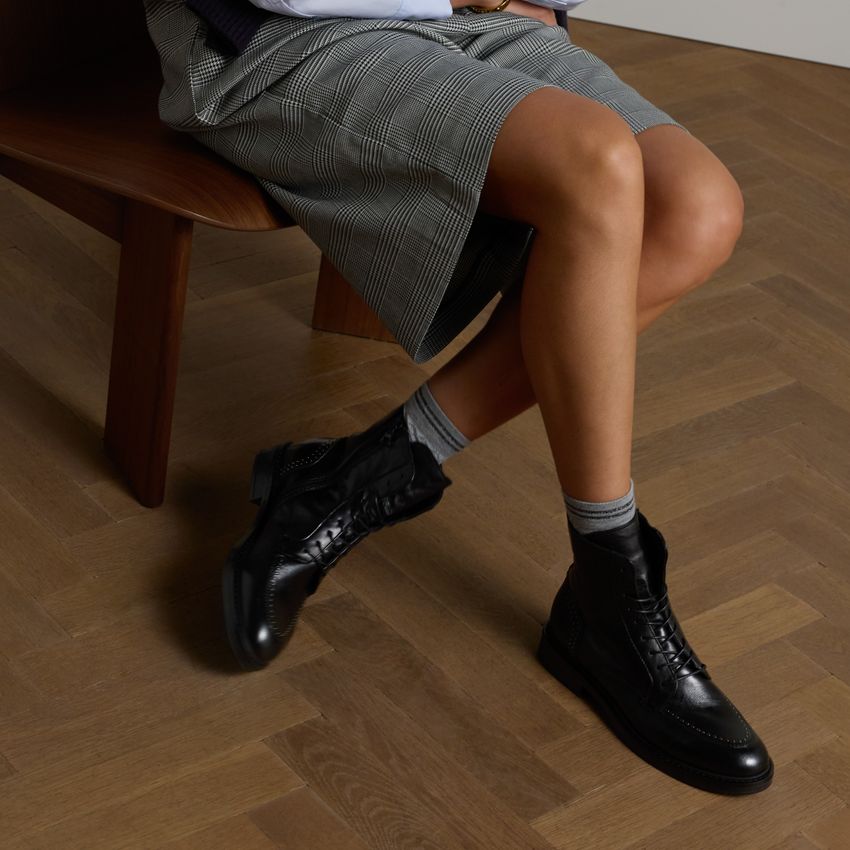 Zwarte leren biker boots