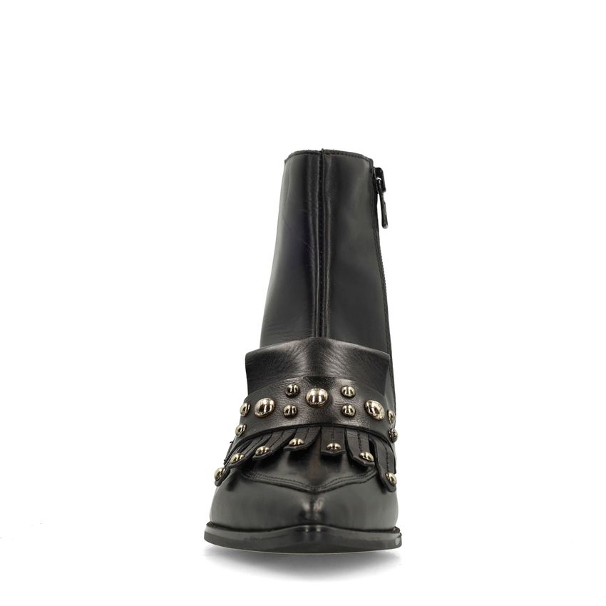 Zwarte leren enkellaarsjes met studs