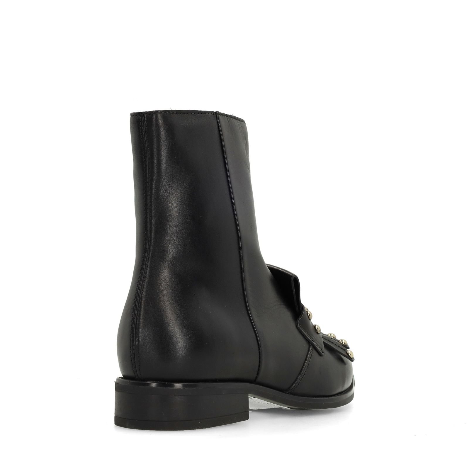 Schwarze Lederstiefeletten mit Nieten