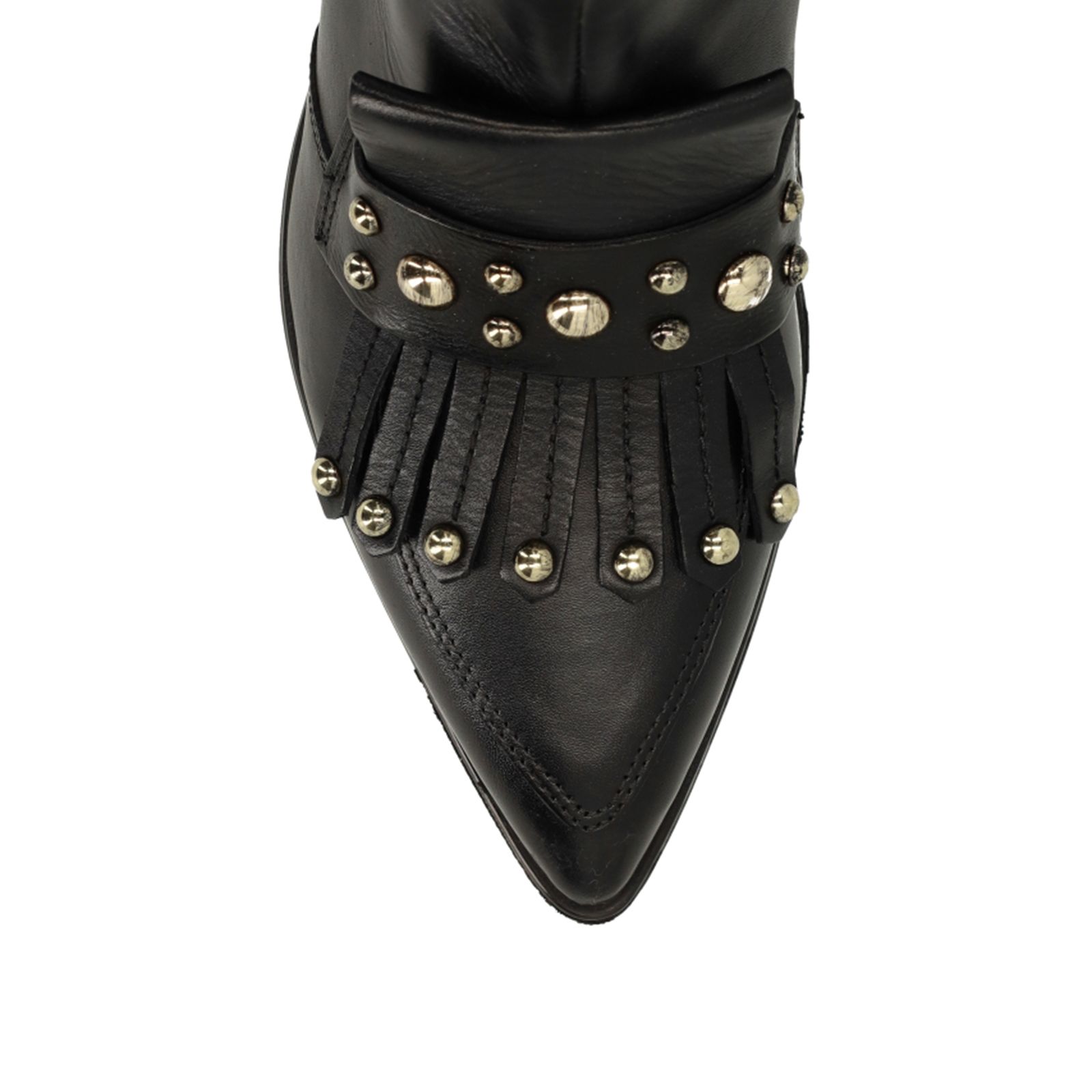 Schwarze Lederstiefeletten mit Nieten