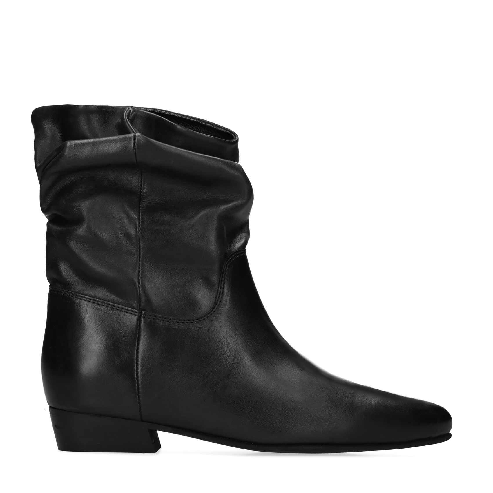 Zwarte leren slouchy enkellaarsjes