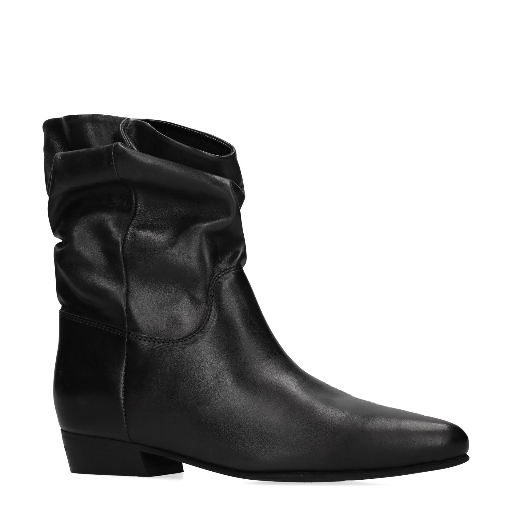Zwarte leren slouchy enkellaarsjes