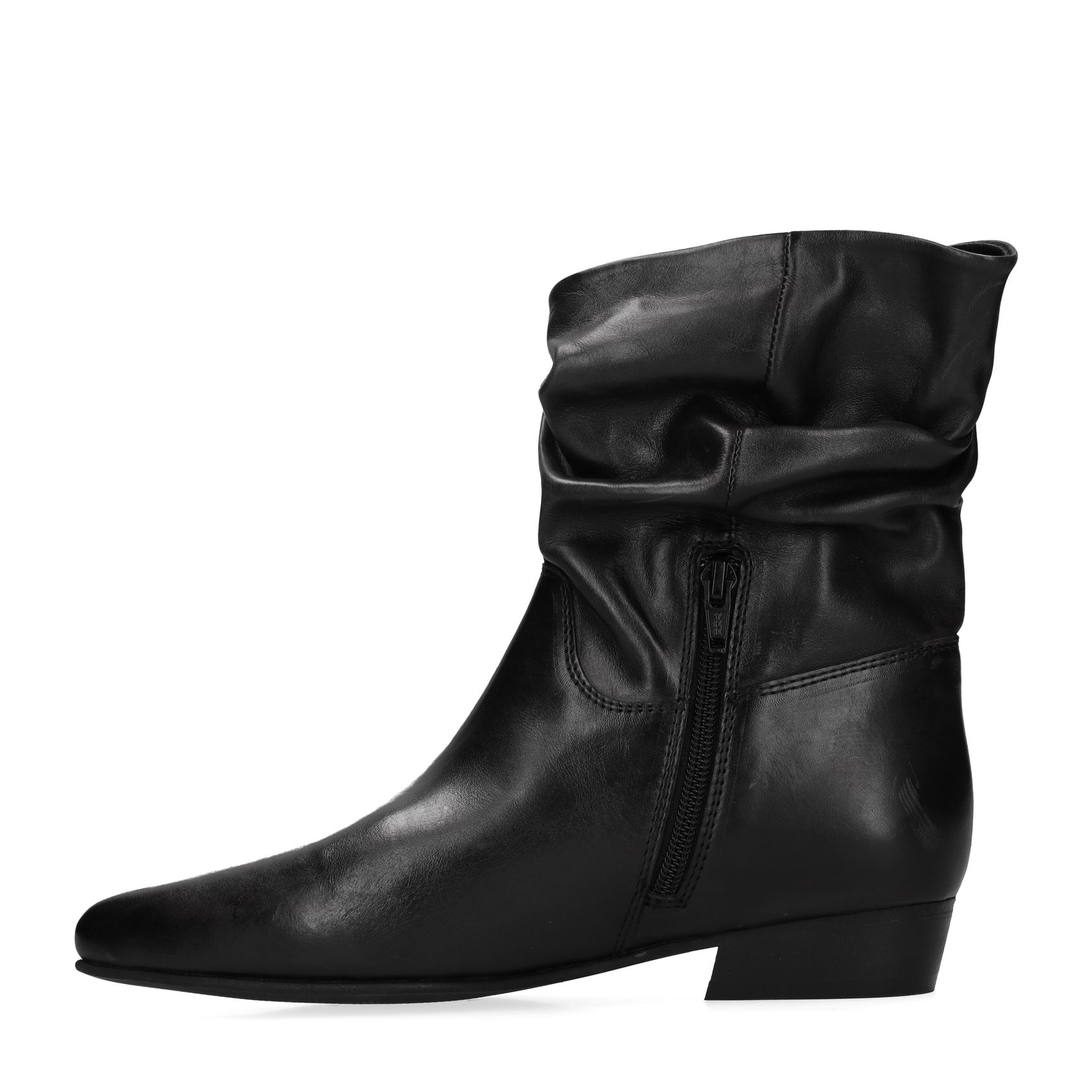 Zwarte leren slouchy enkellaarsjes