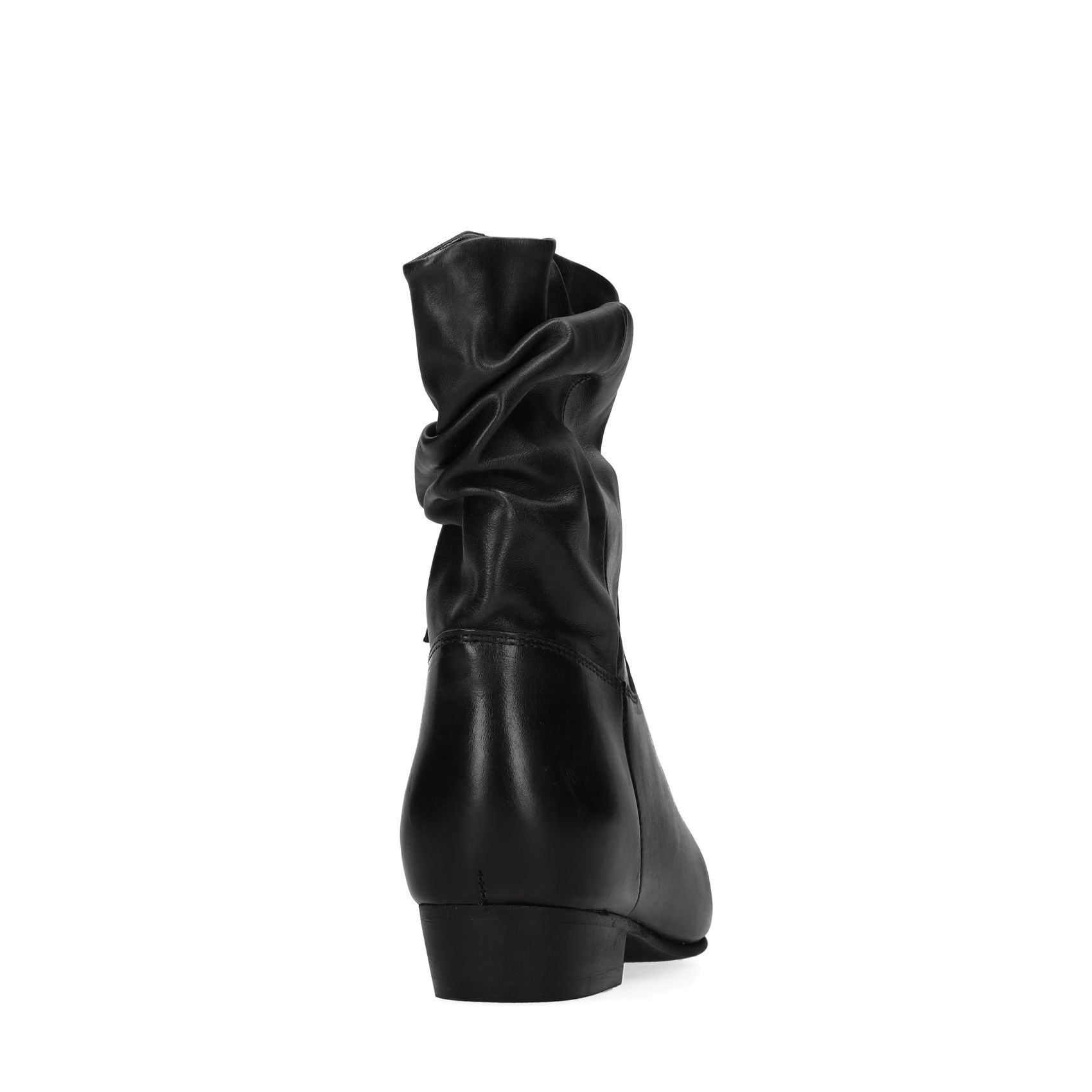 Zwarte leren slouchy enkellaarsjes