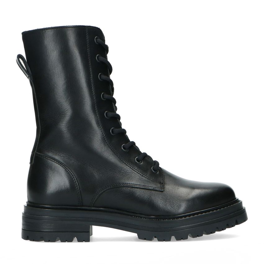 Schwarze Biker Boots mit Schnürung