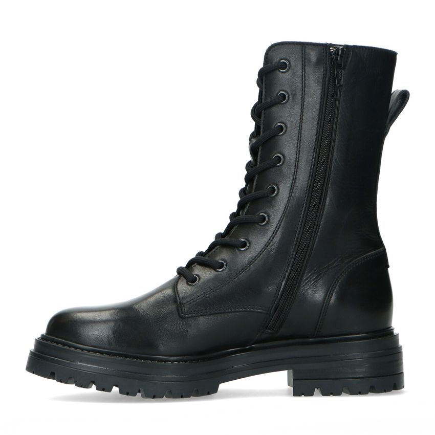 Schwarze Biker Boots mit Schnürung