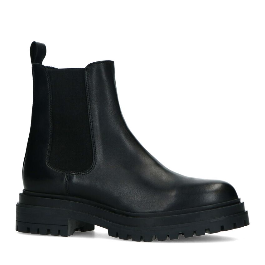 Korte zwarte leren chelsea boots