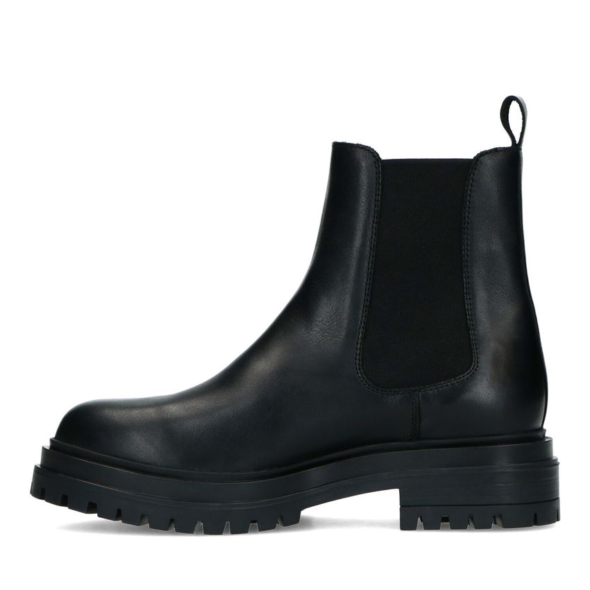 Korte zwarte leren chelsea boots