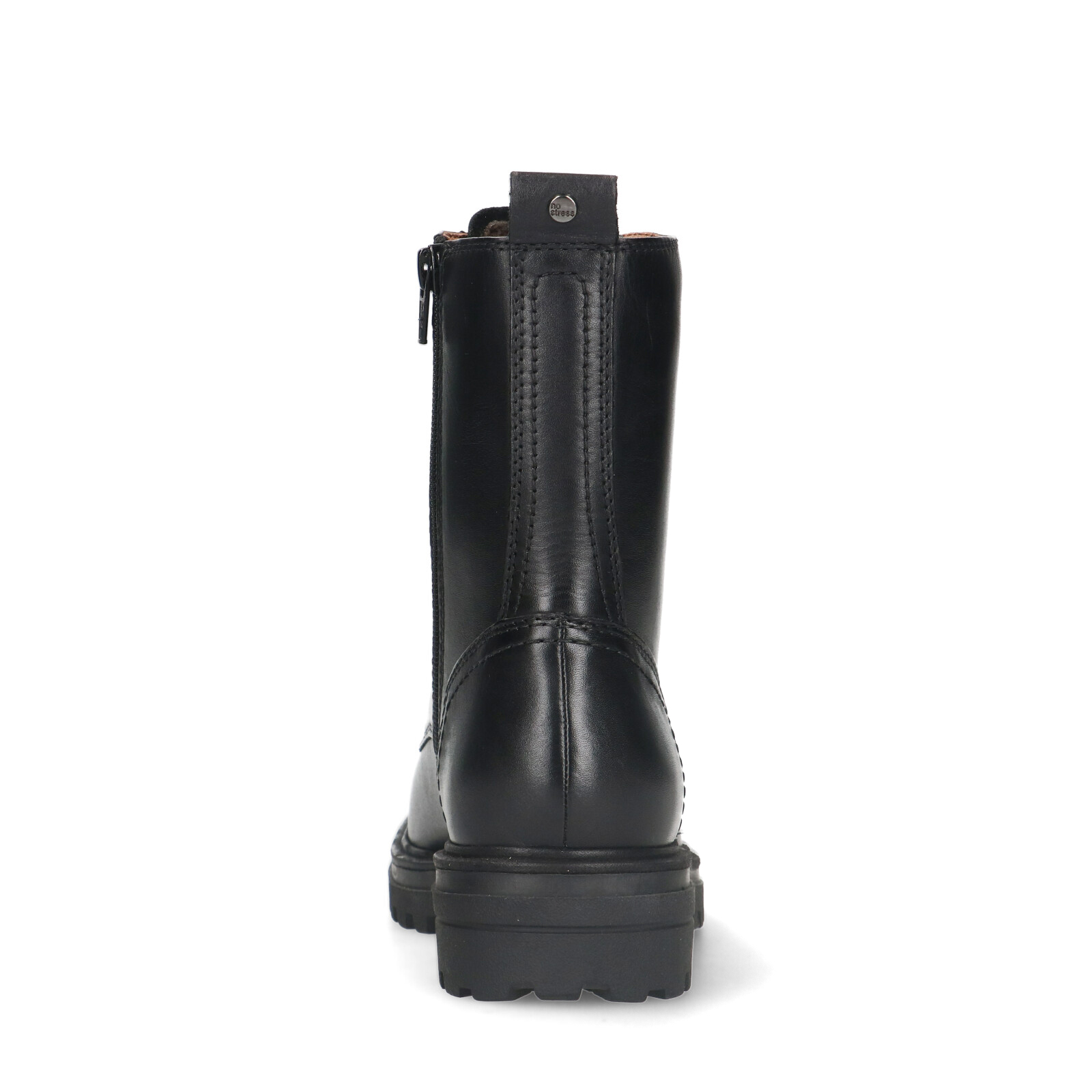 Schwarze Leder-Schnürstiefeletten mit chunky Sohle 