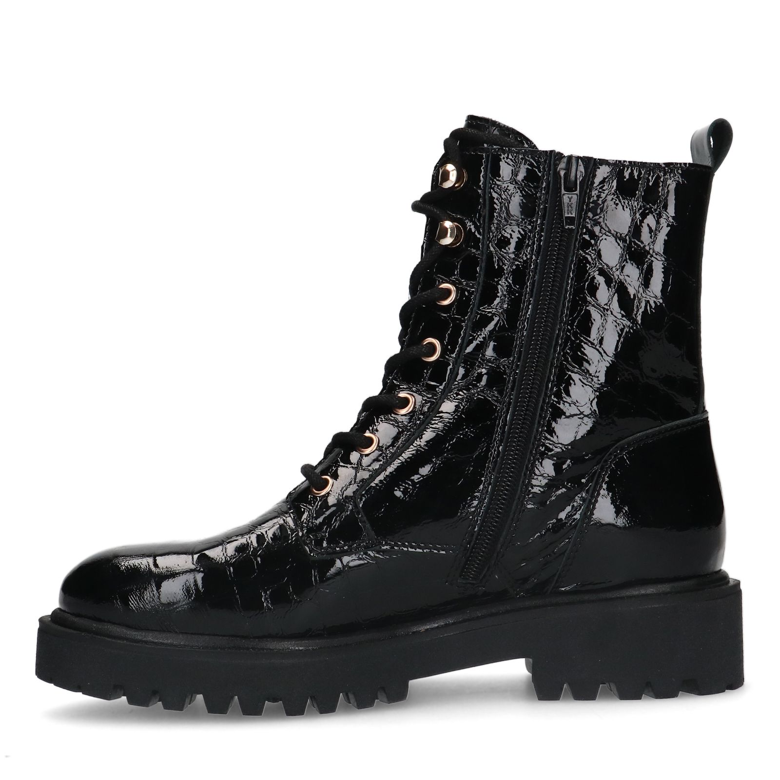 Zwarte lakleren veterlaarsjes