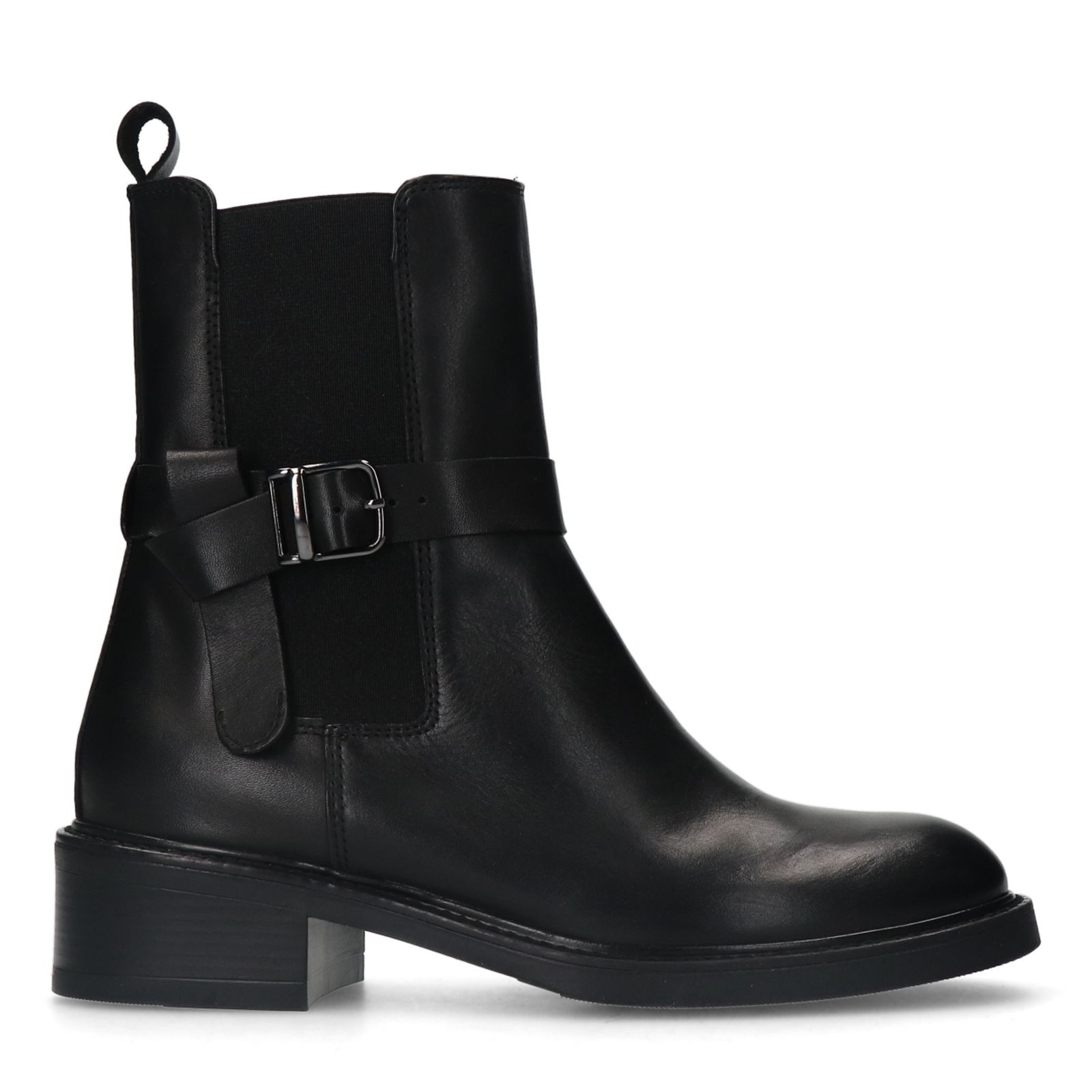 Zwarte leren chelsea boots met gesp