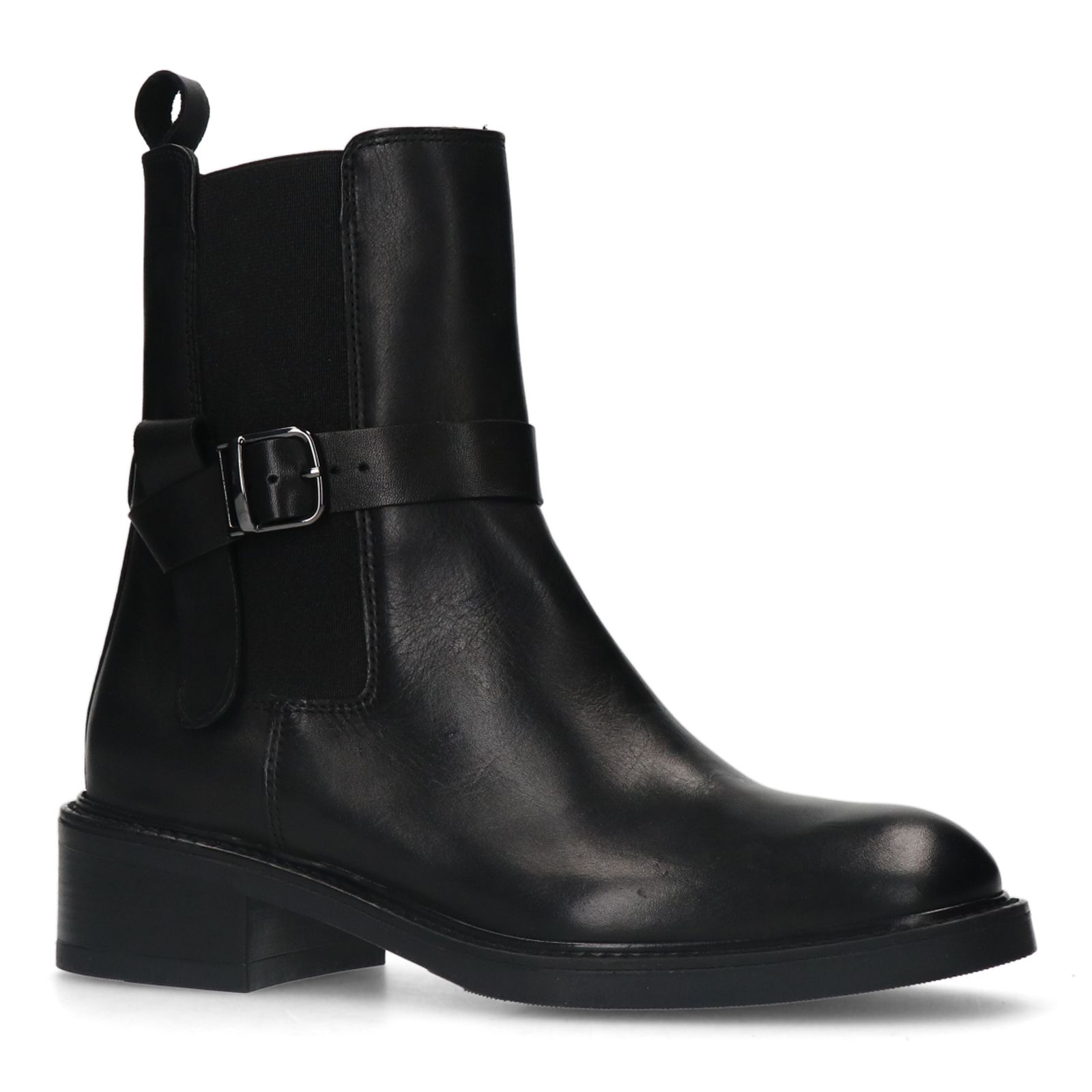 Zwarte leren chelsea boots met gesp
