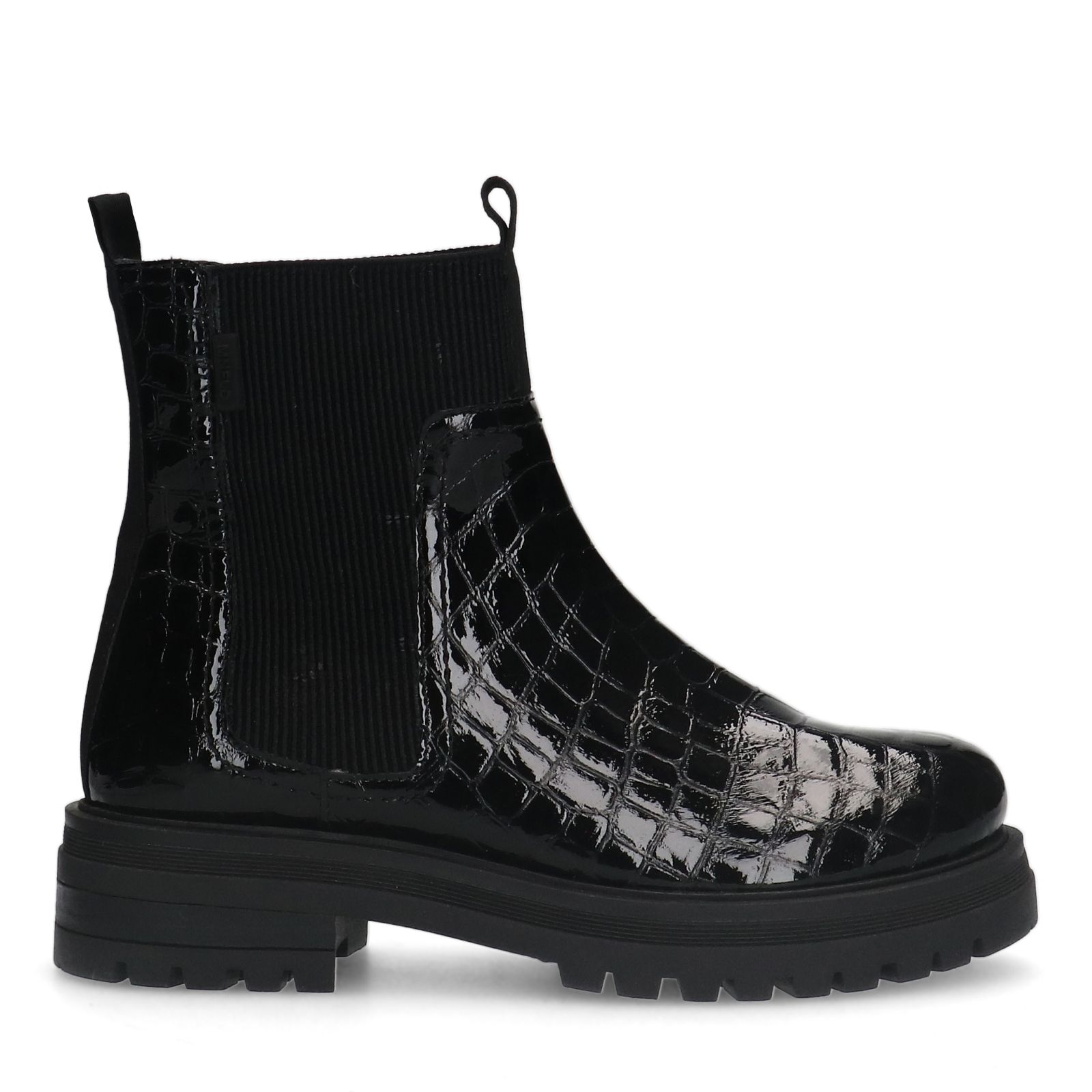 Zwarte leren croco chelsea boots