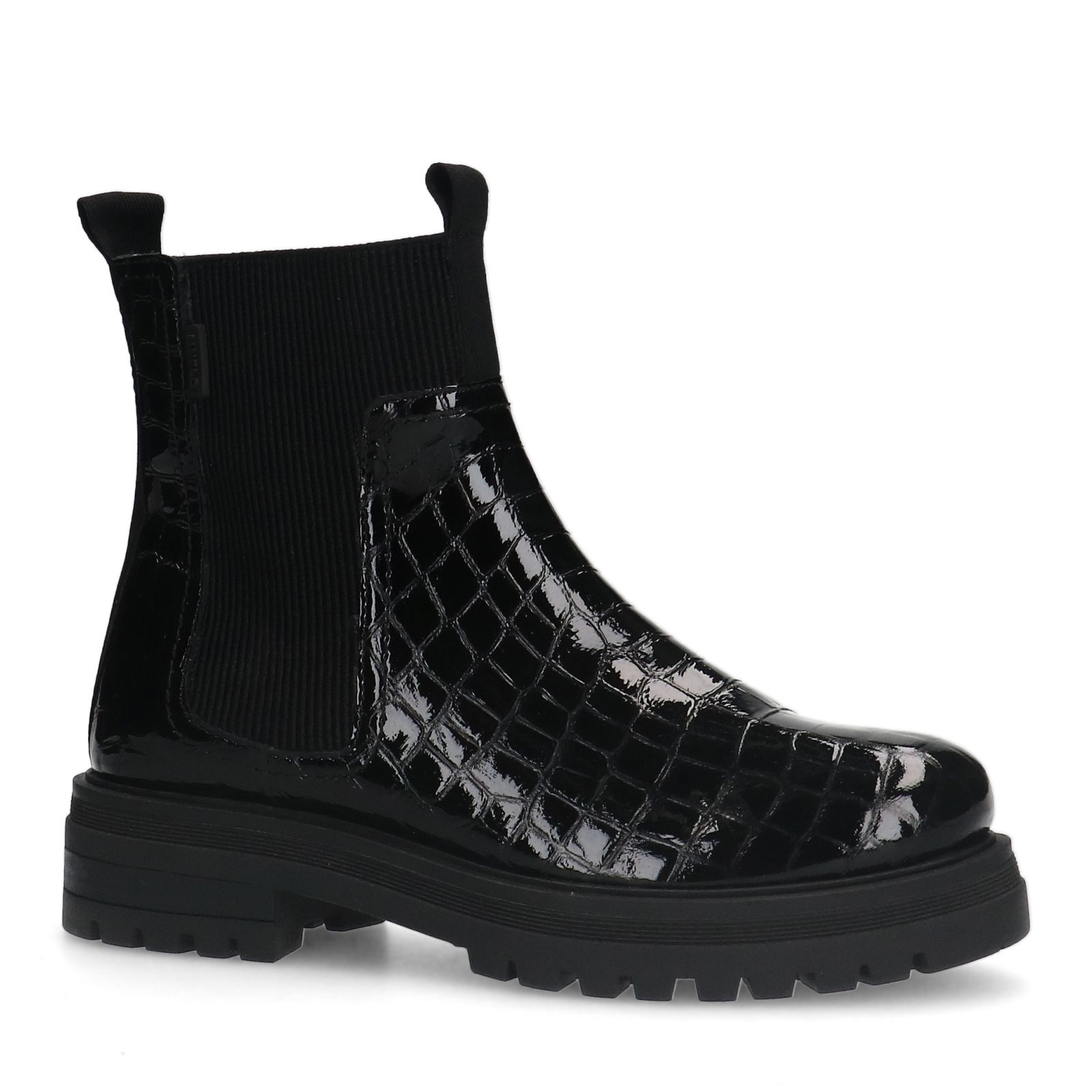 Zwarte leren croco chelsea boots