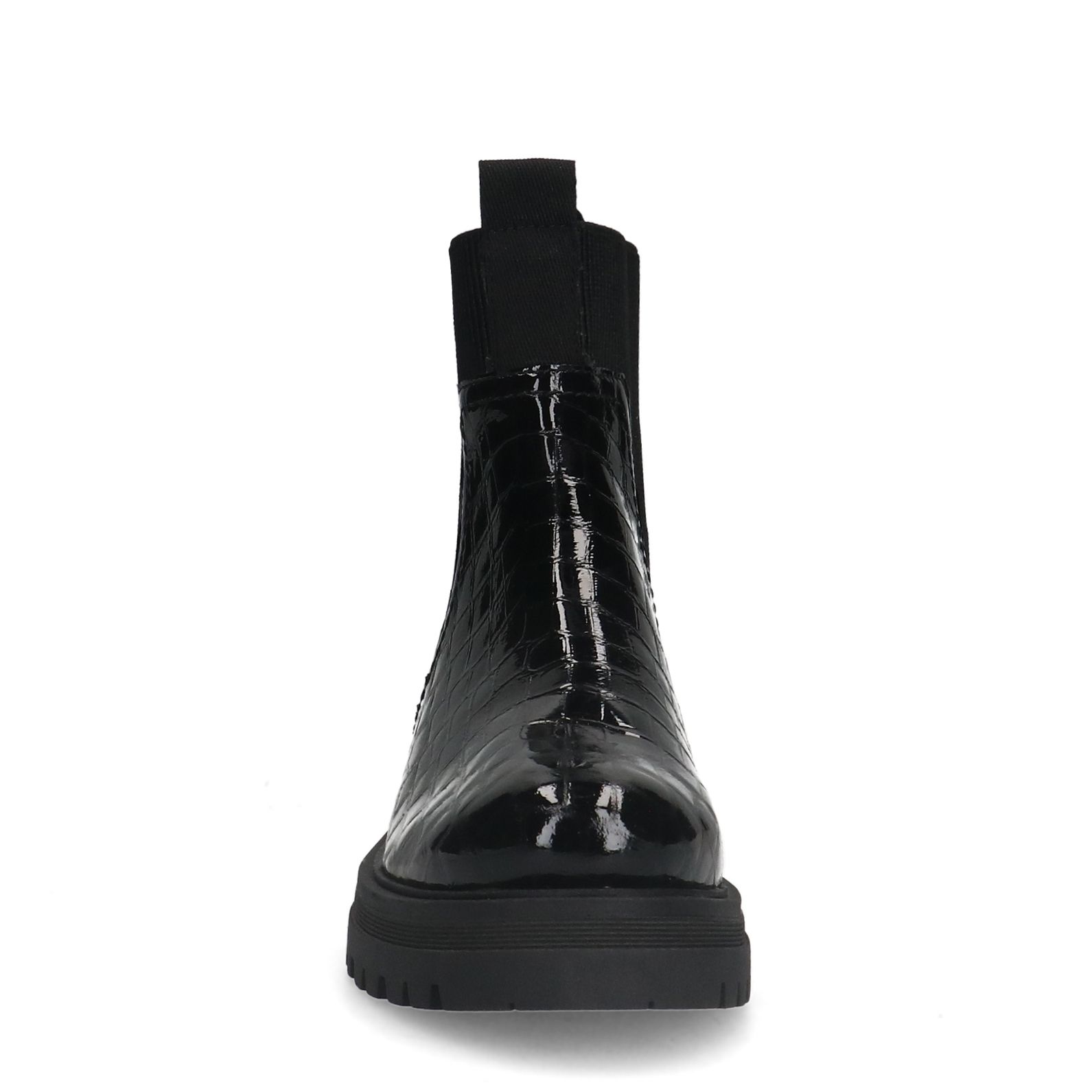 Zwarte leren croco chelsea boots