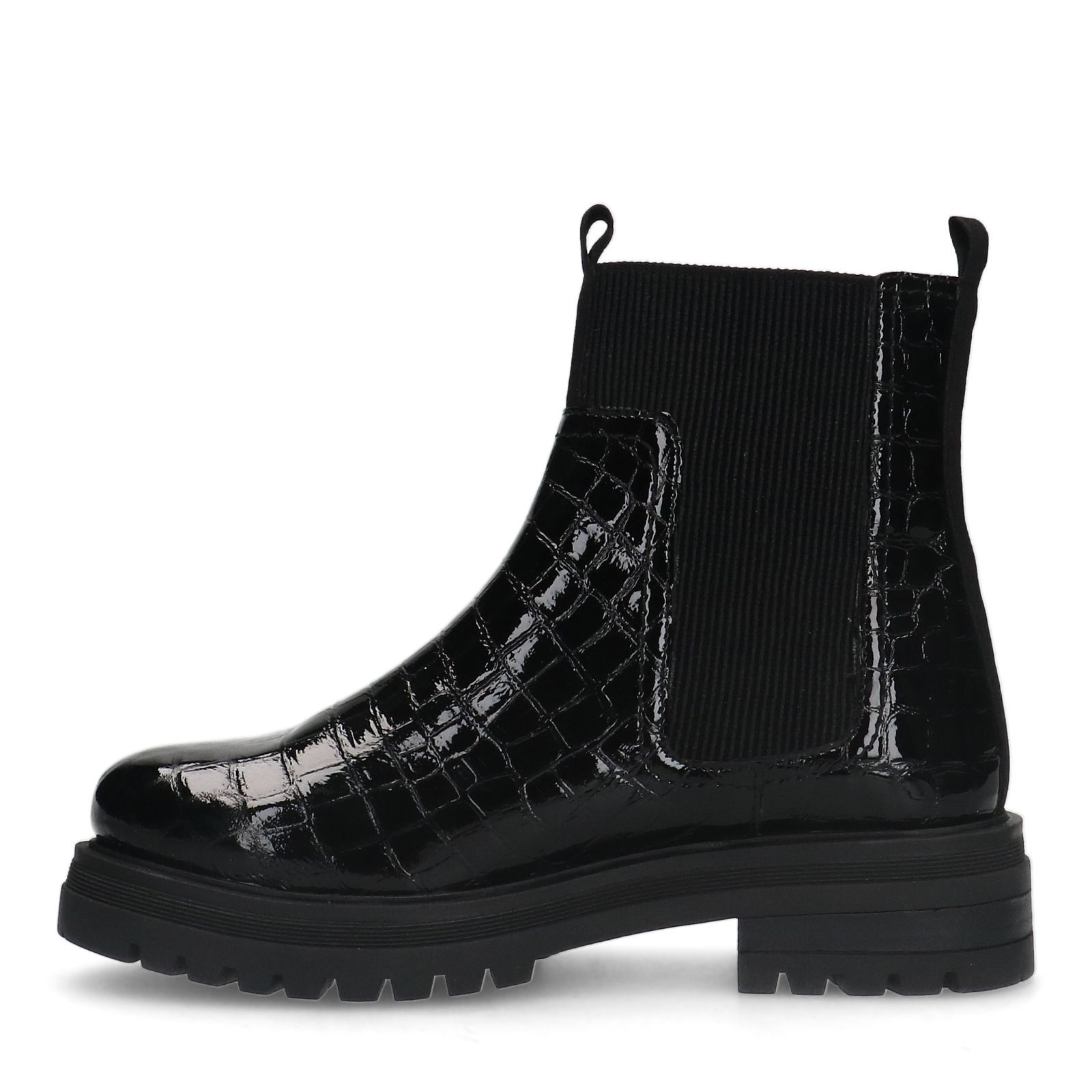 Zwarte leren croco chelsea boots