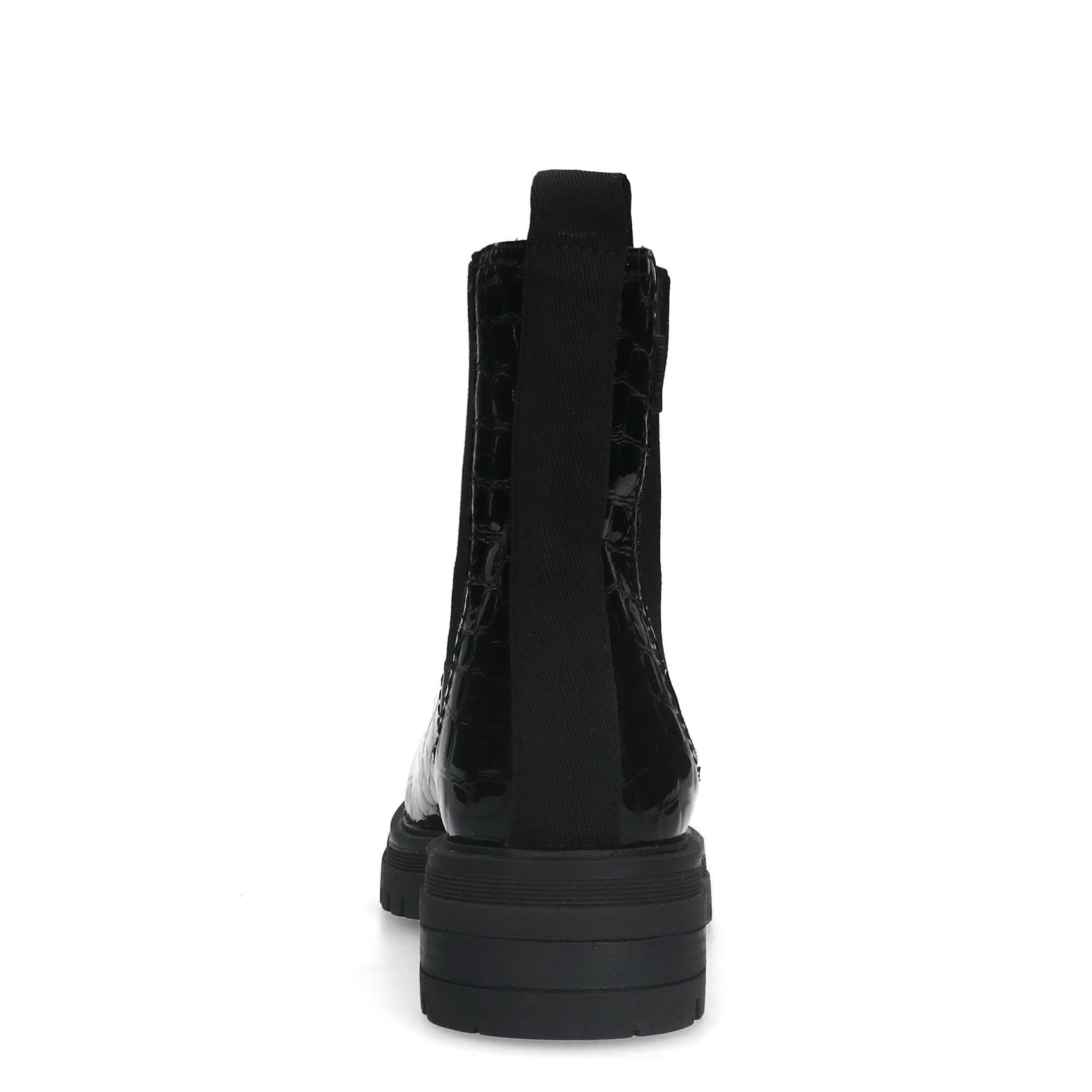 Zwarte leren croco chelsea boots