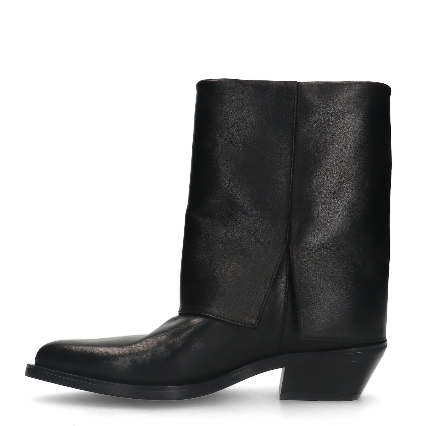 Schwarze Leder-Cowboystiefel mit Umschlag