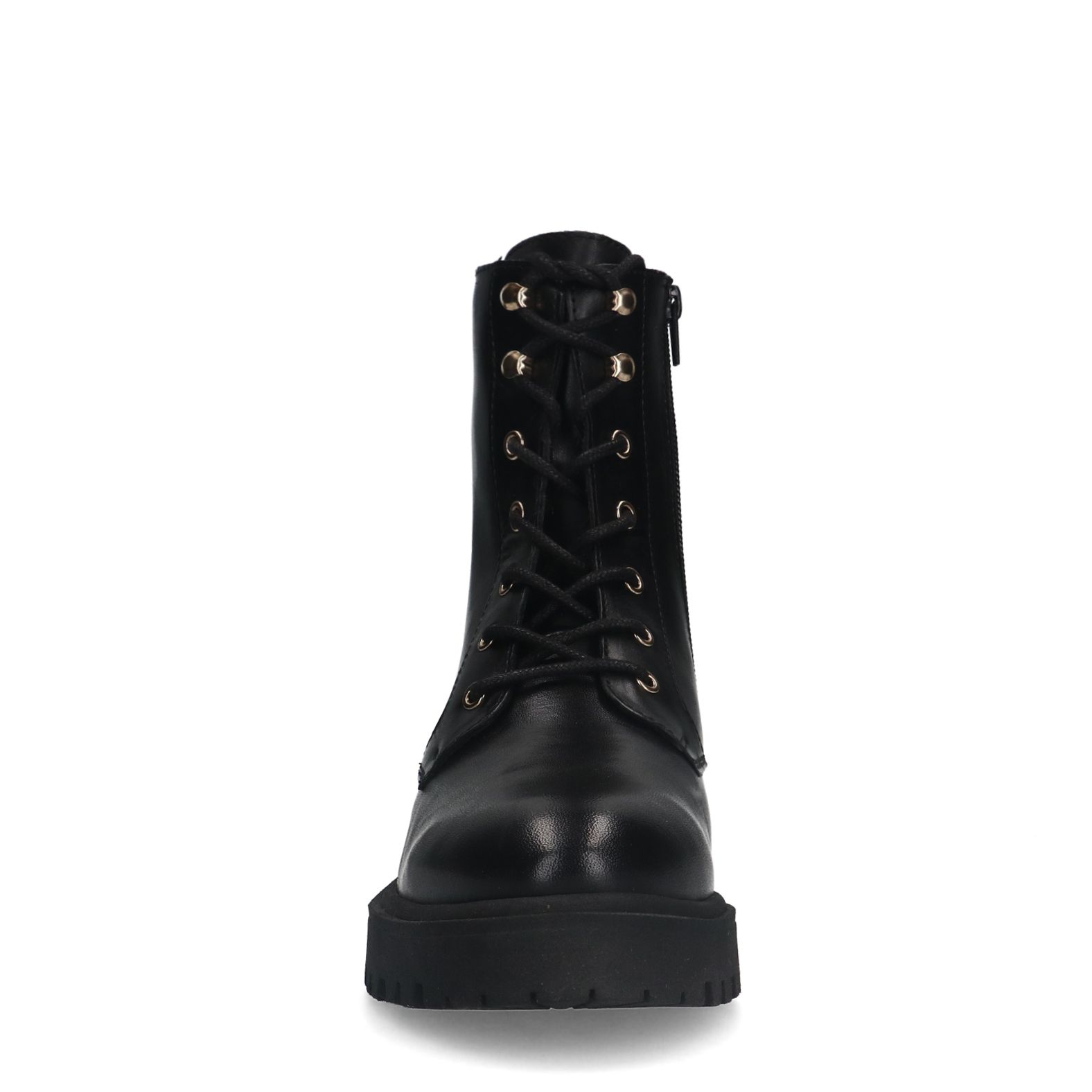 Schwarze Lederschnürstiefeletten