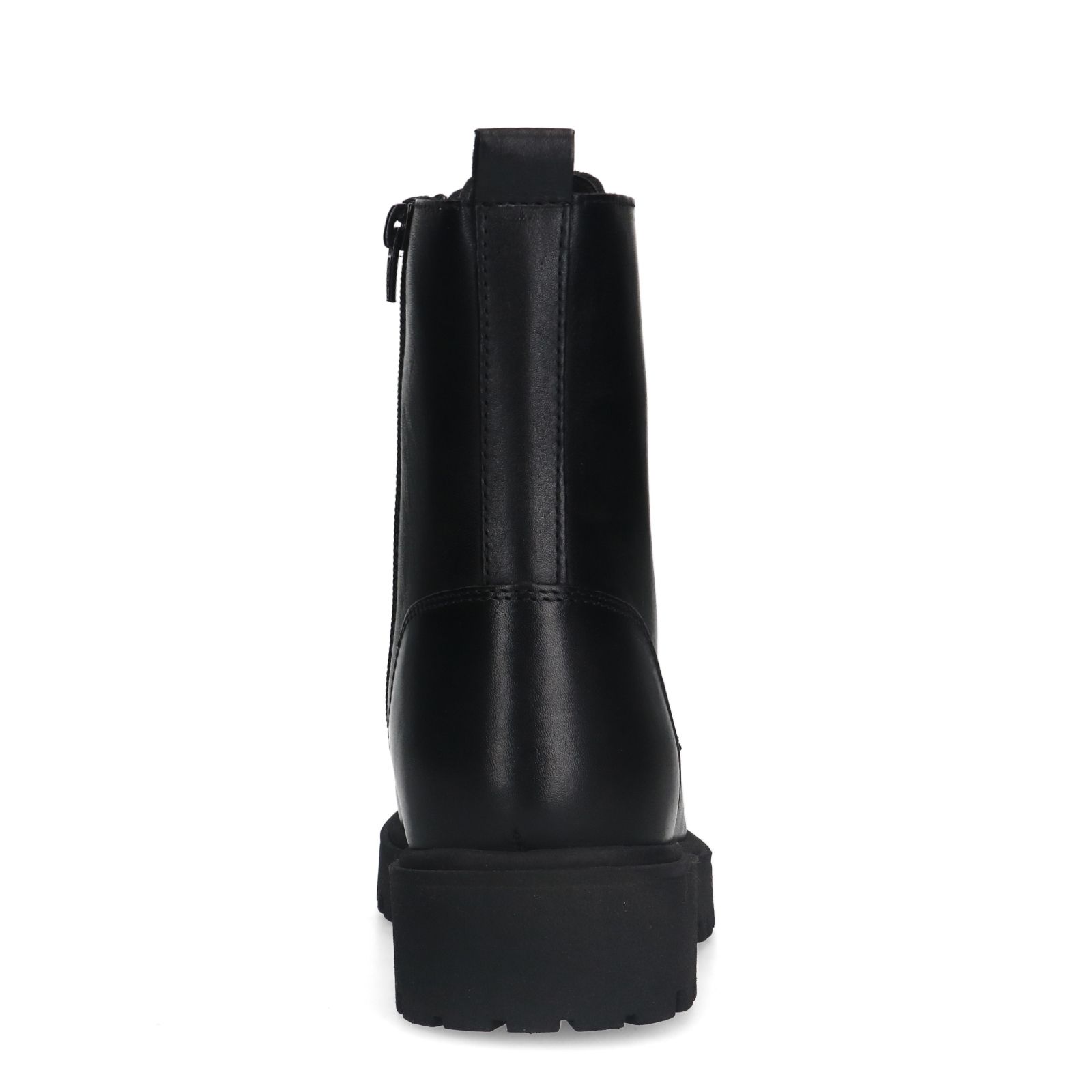 Schwarze Lederschnürstiefeletten